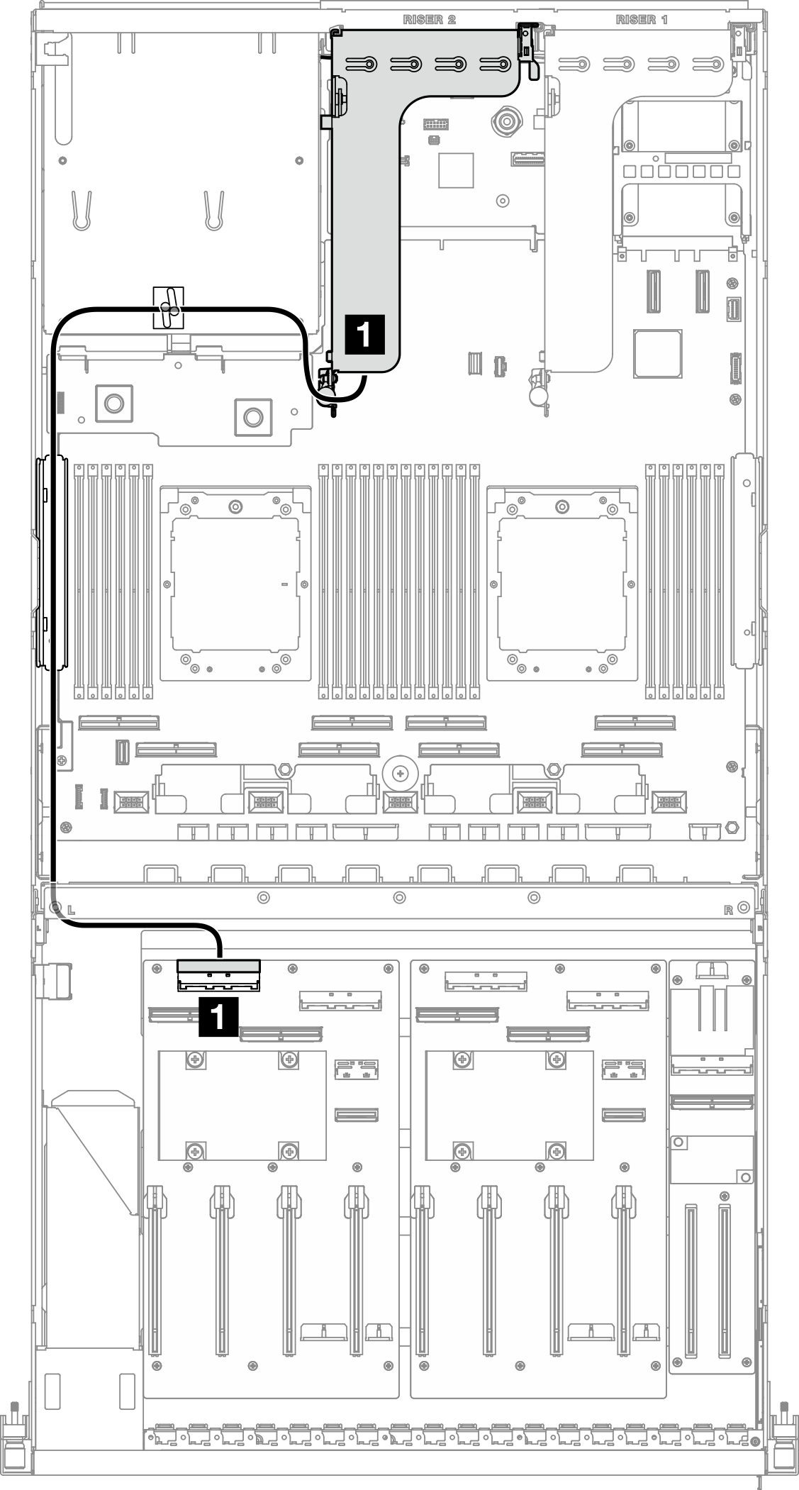 PCIe riser 2 cable routing