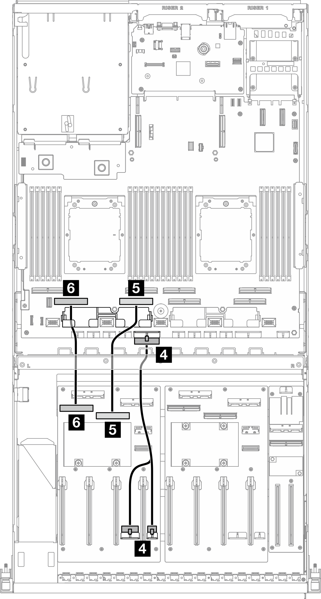 切り替え GPU 分電盤 cable routing (left side)