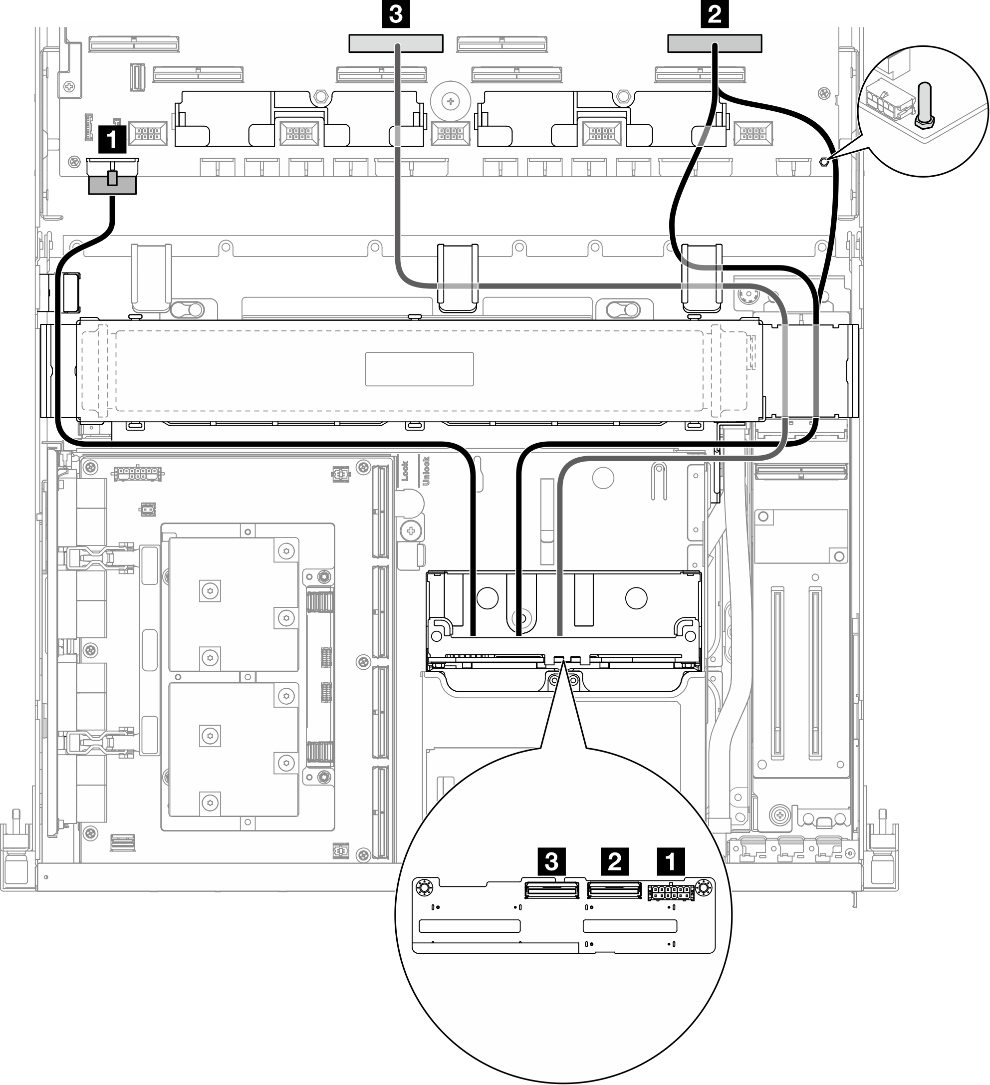 2.5-inch drive backplane cable routing