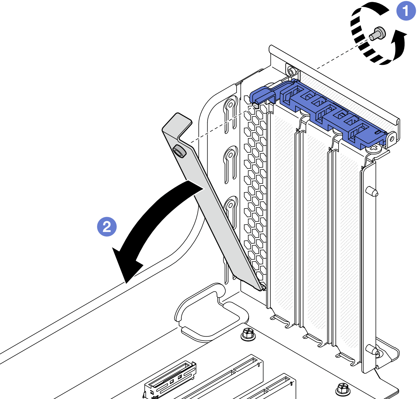 PCIe riser air flow control removal