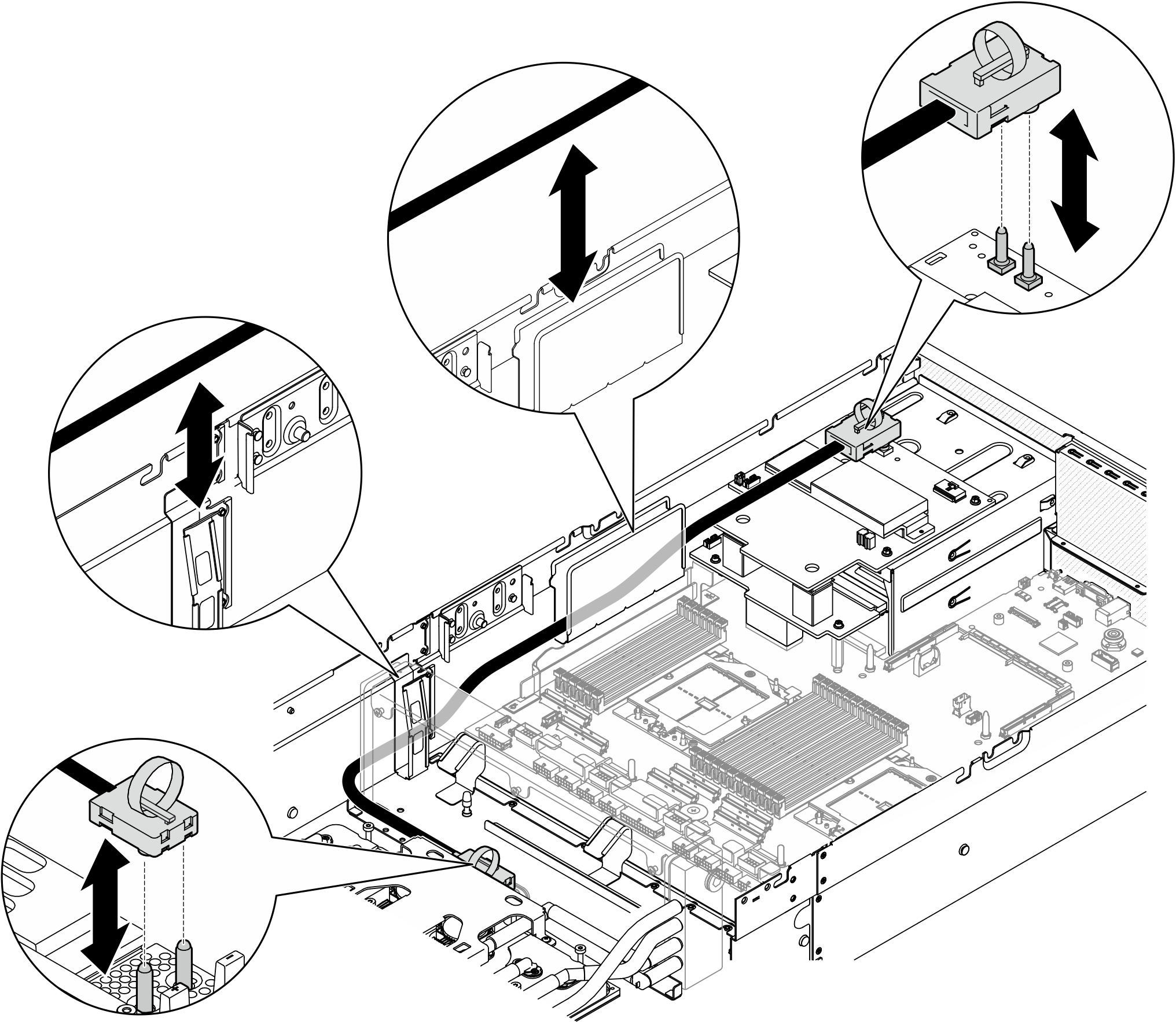 SXM5 GPU 보드 어셈블리 power cable connection