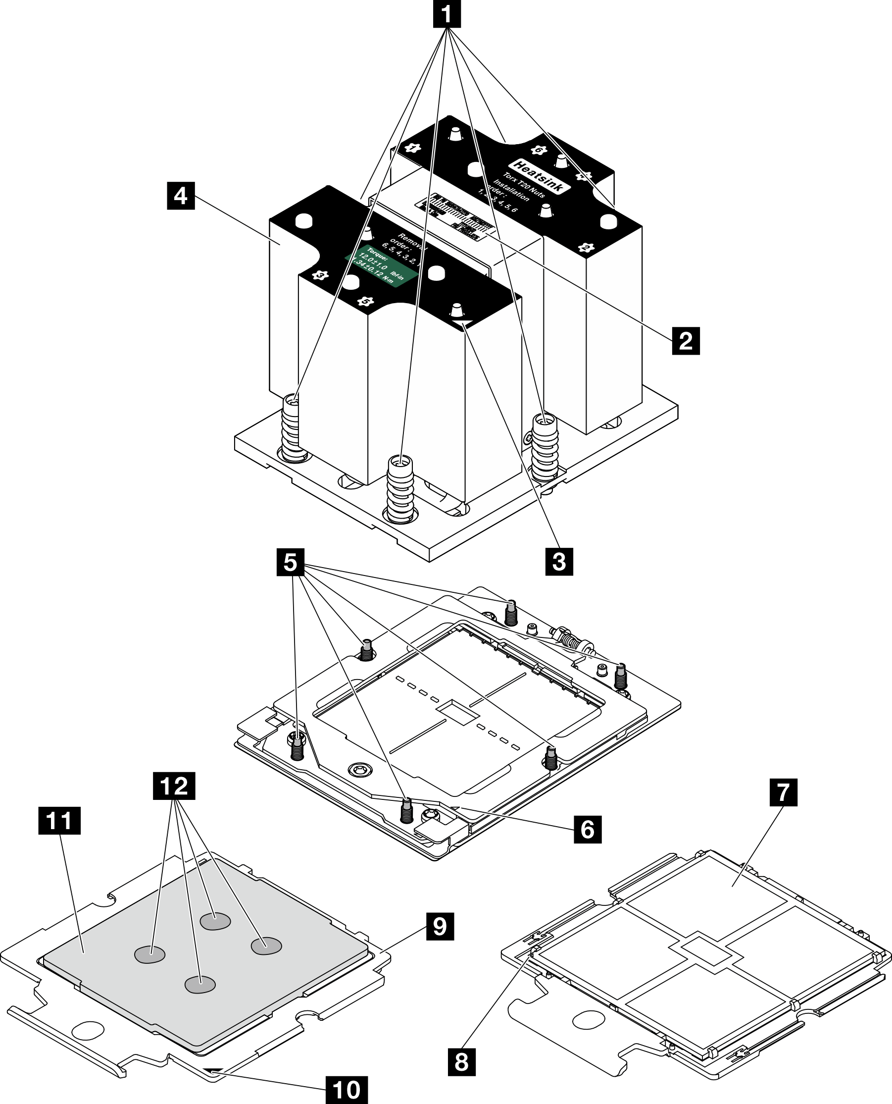 Processor and heat sink components