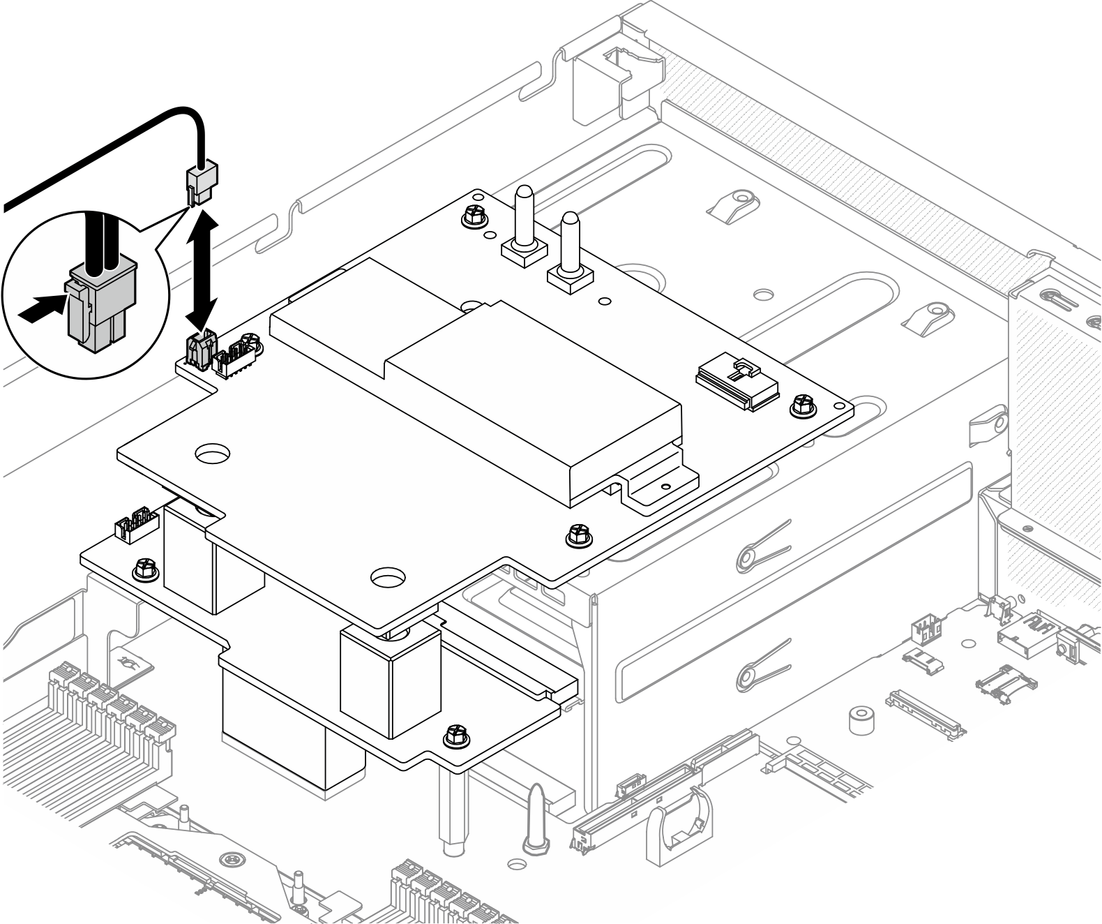 Placa da portadora CX-7 power cable connection