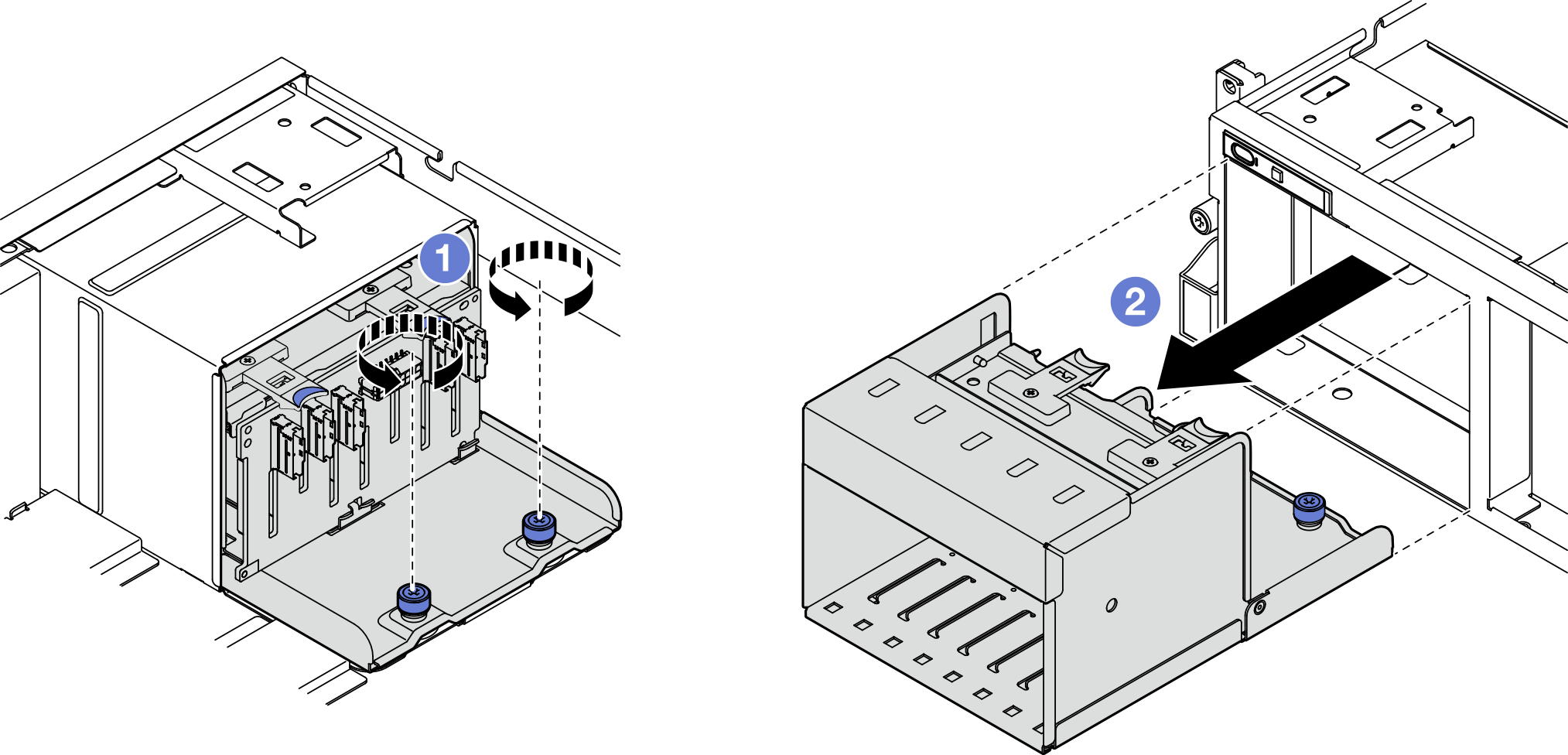 2.5-inch drive cage assembly removal