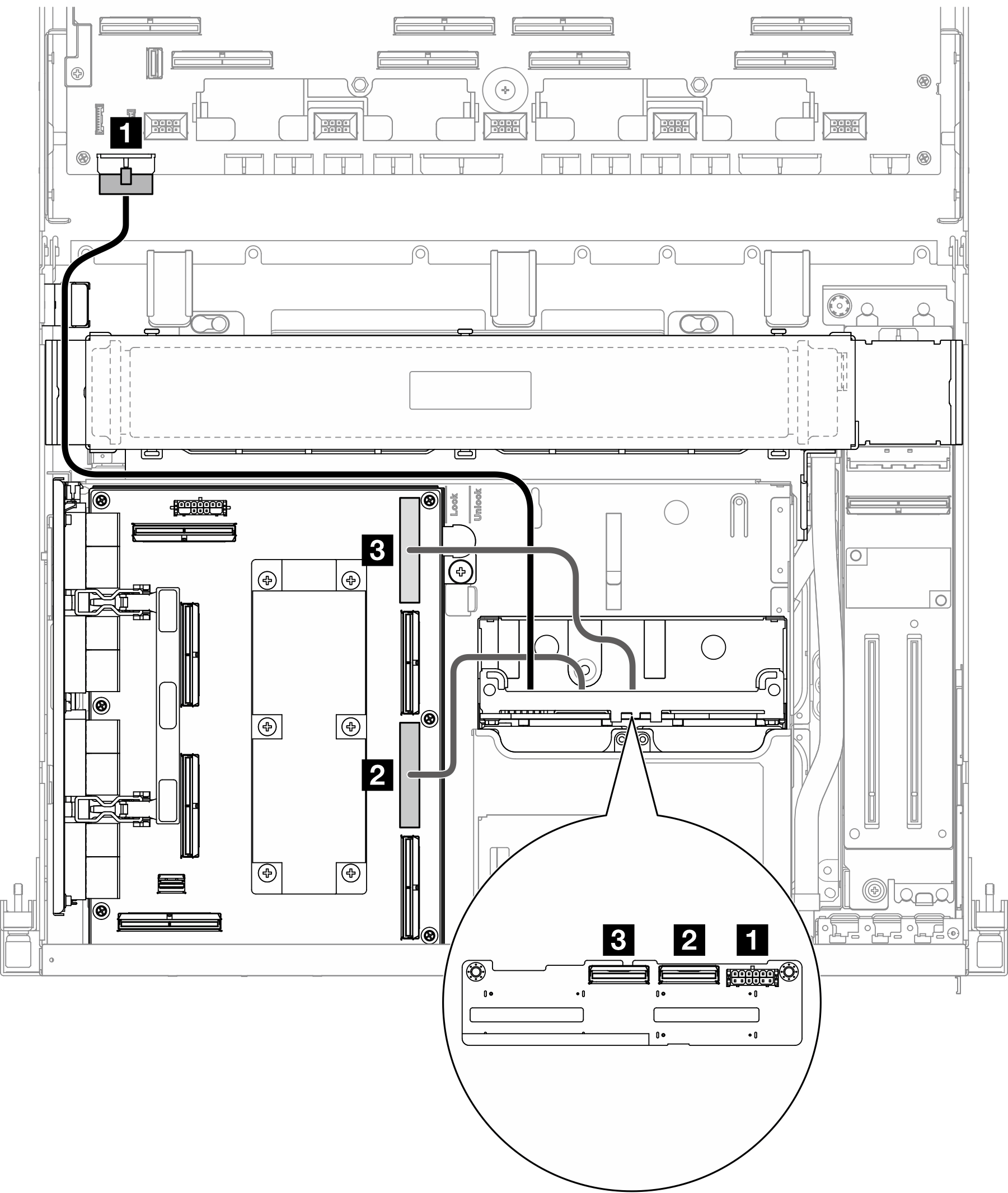 2.5-inch drive backplane cable routing