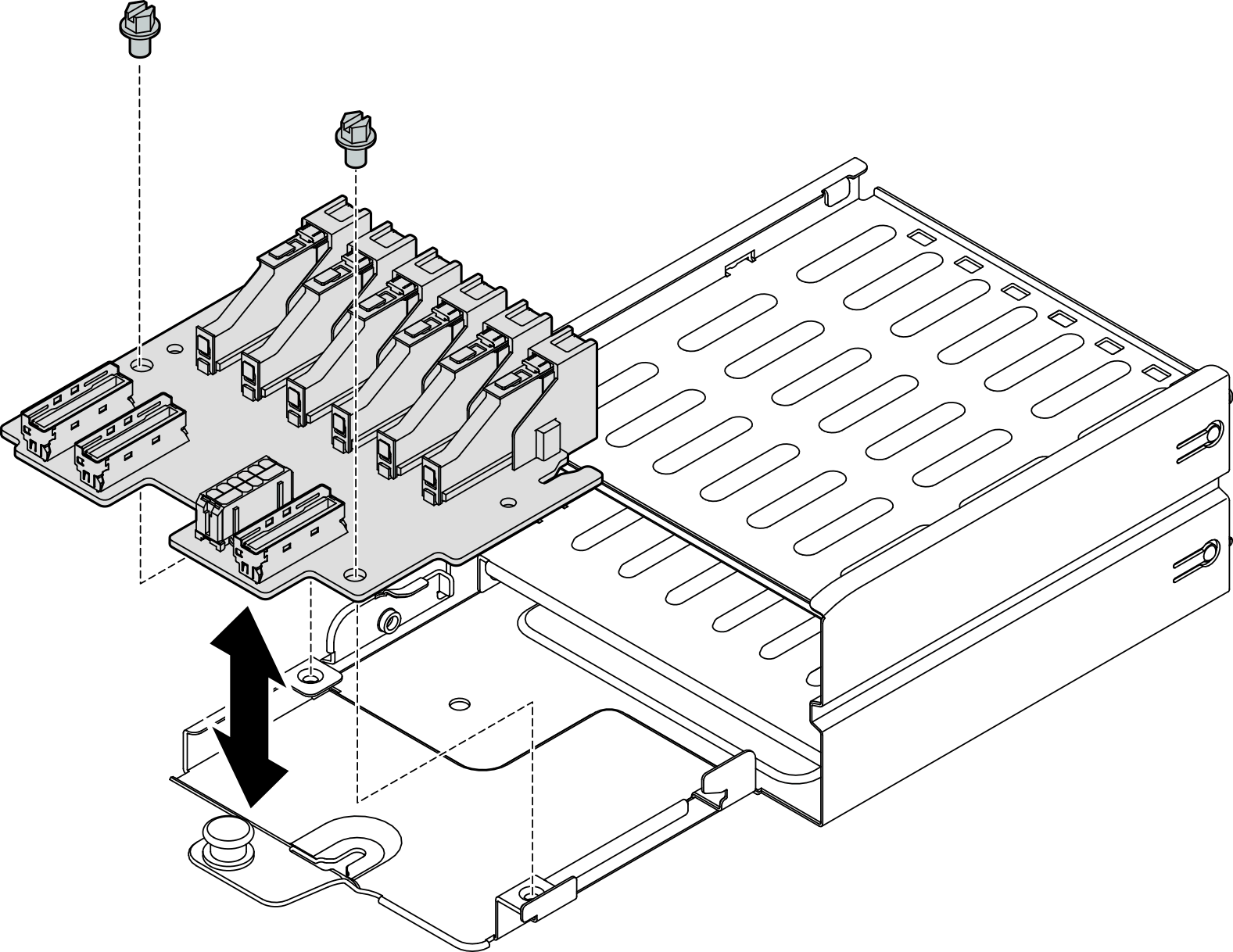 E1.S drive backplane installation