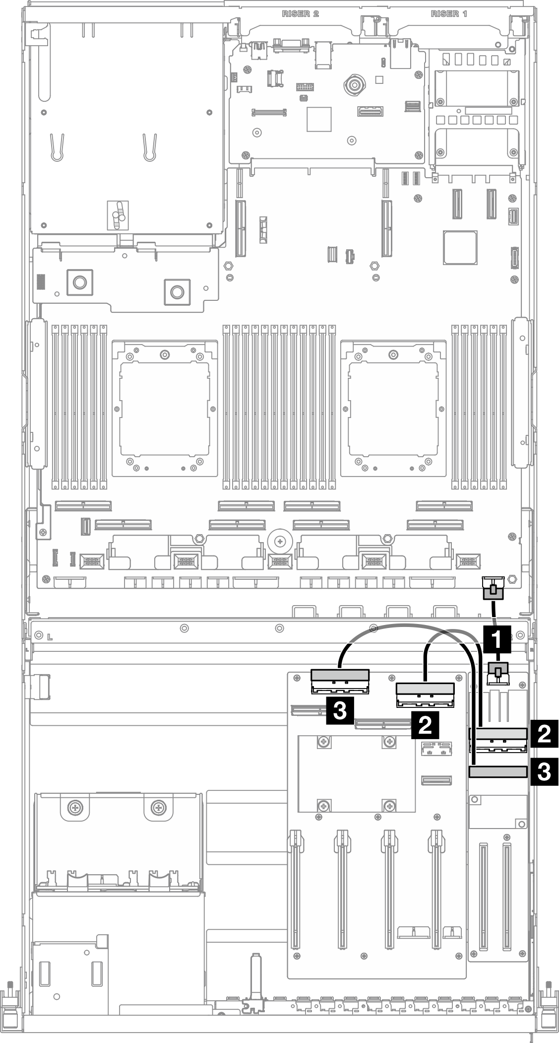 Cable routing for the front I/O expansion board