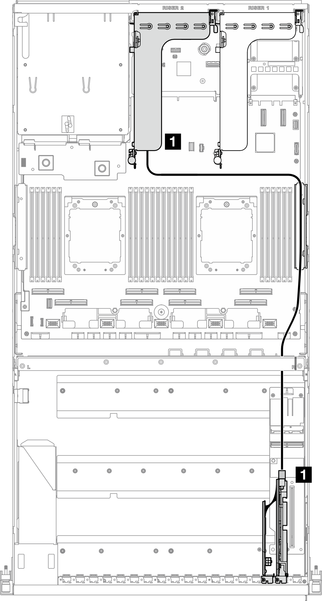 DPU adapter power cable routing