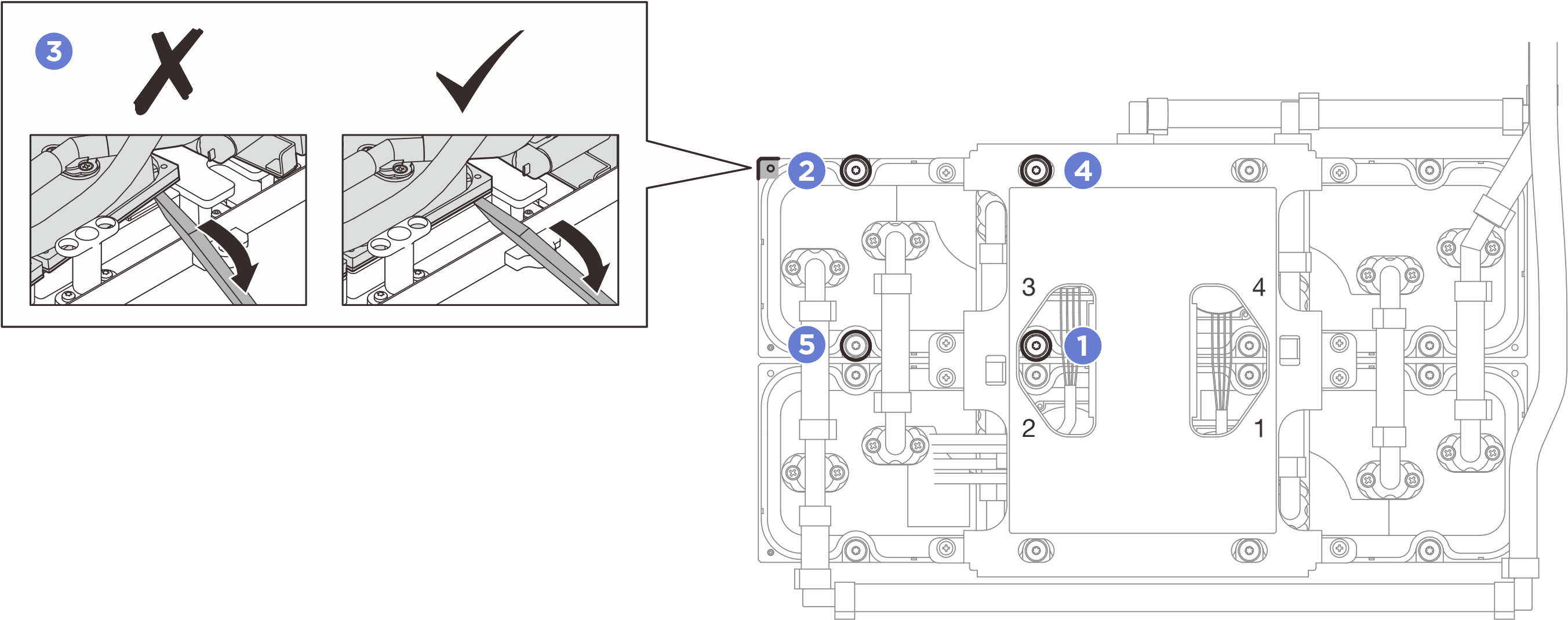 Fastening the screws on the cold plate 3