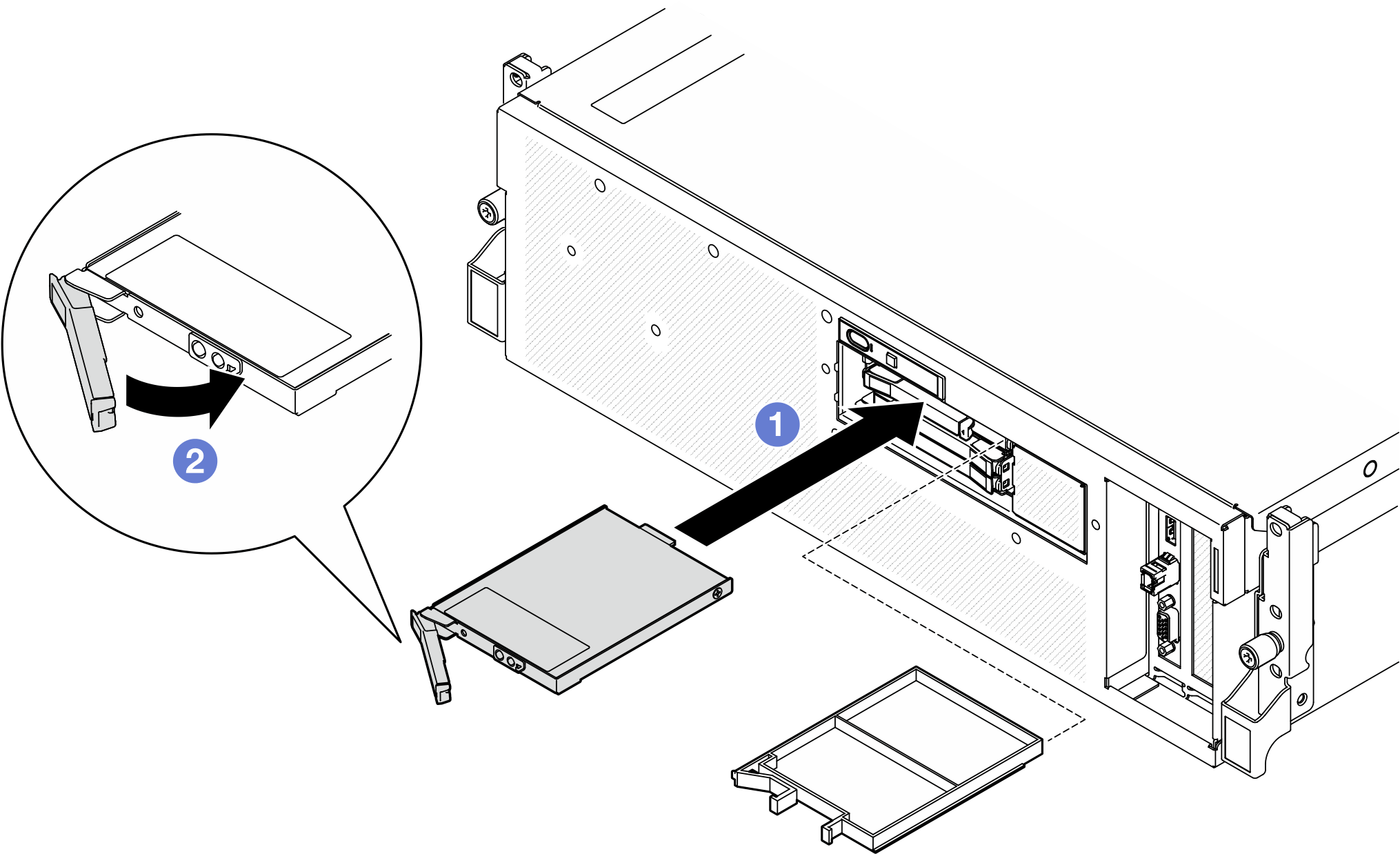 E3.S hot-swap drive installation