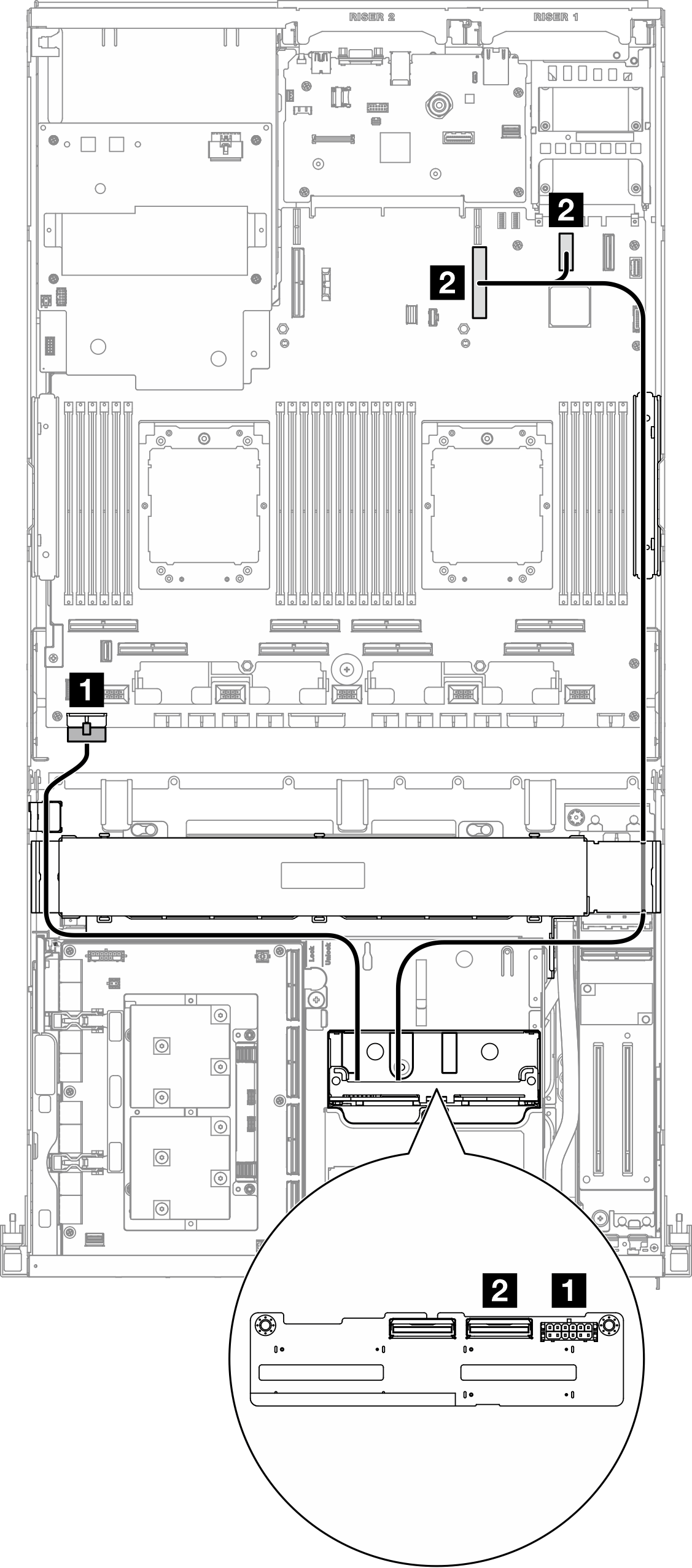 2.5-inch drive backplane cable routing