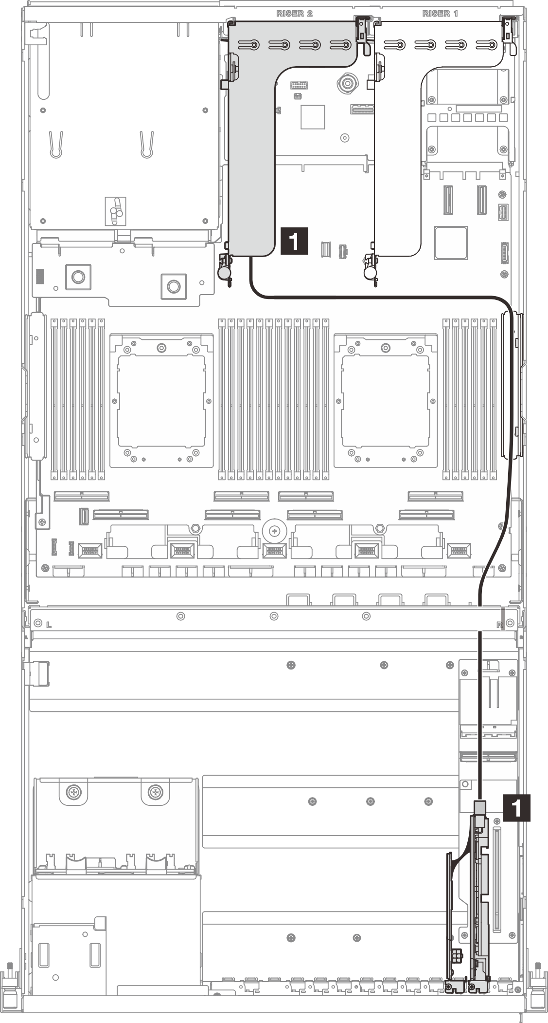 DPU adapter power cable routing