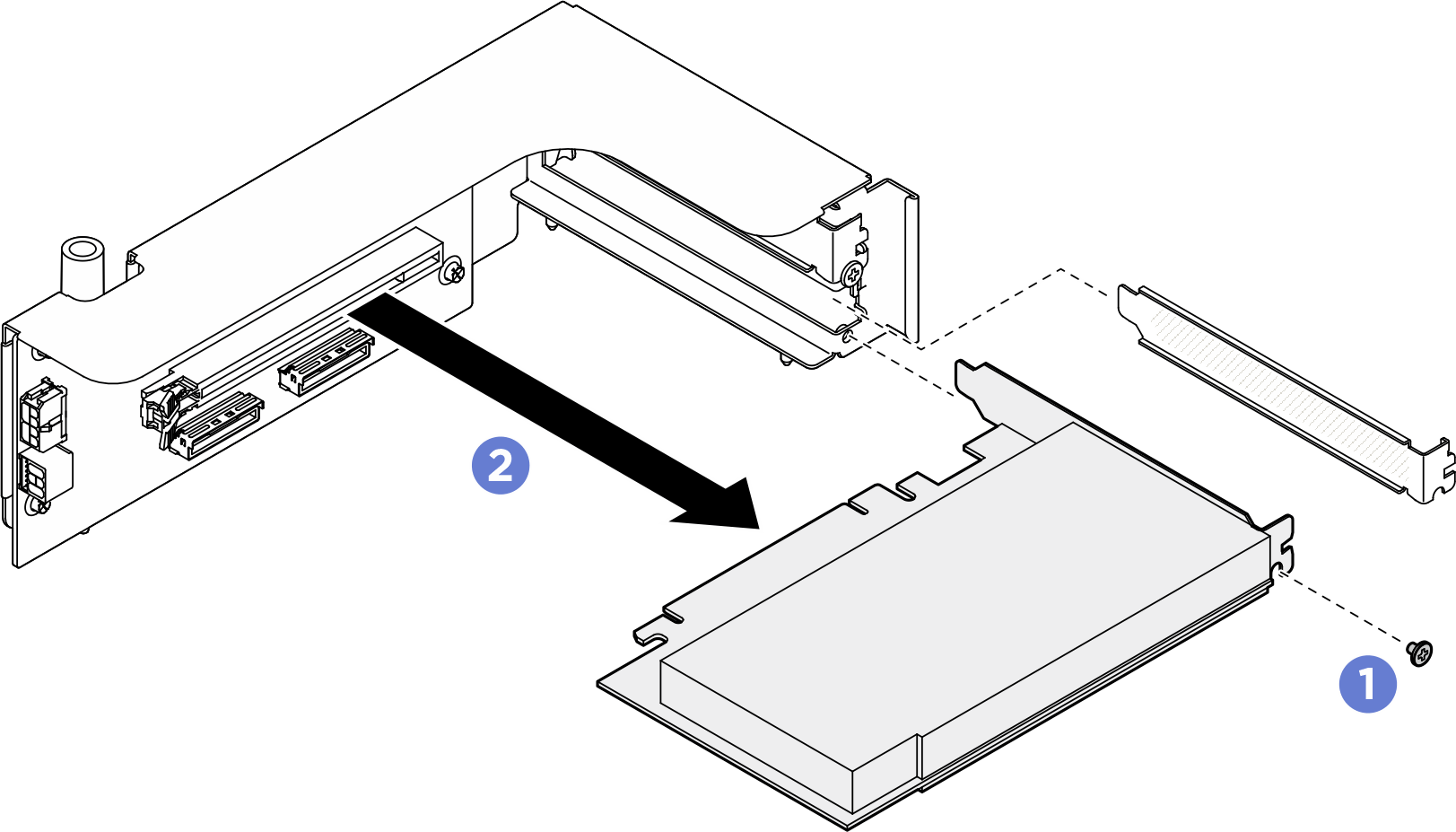 Upper PCIe adapter removal