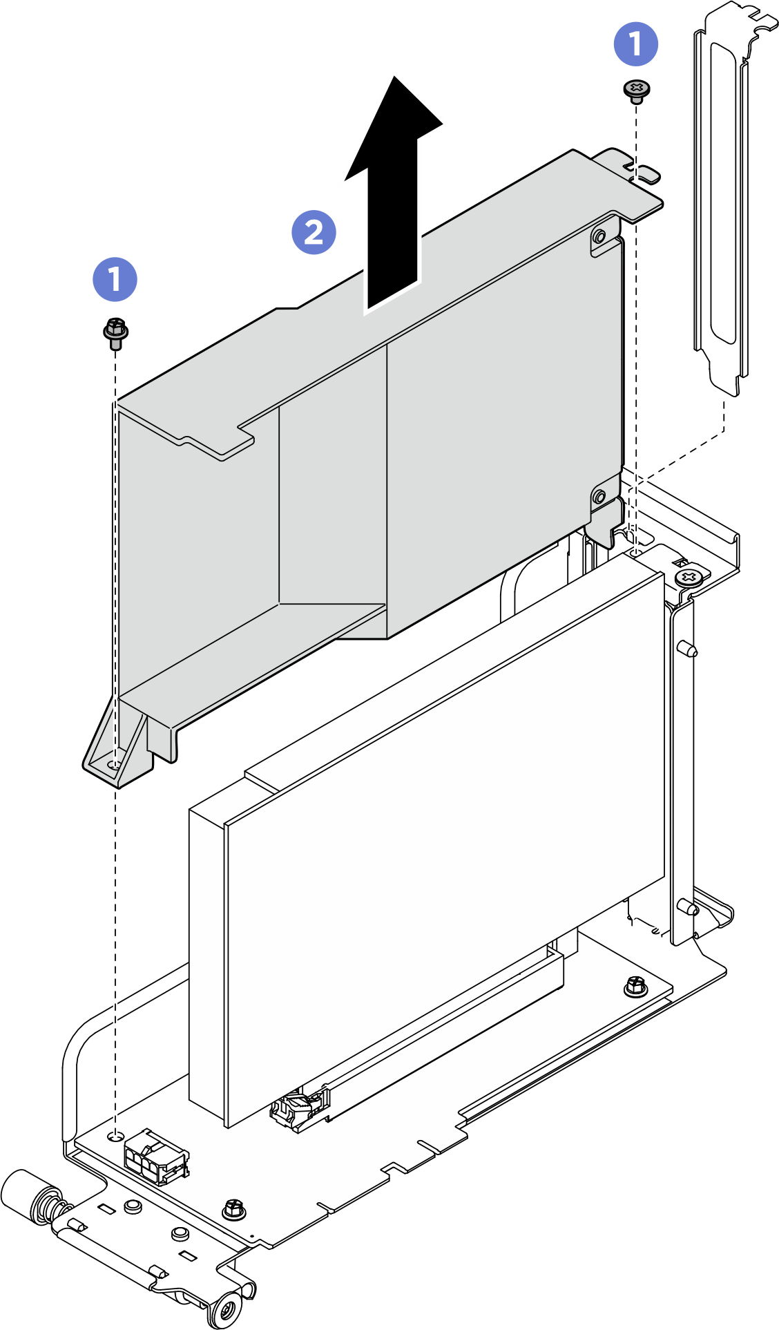 PCIe riser air baffle removal