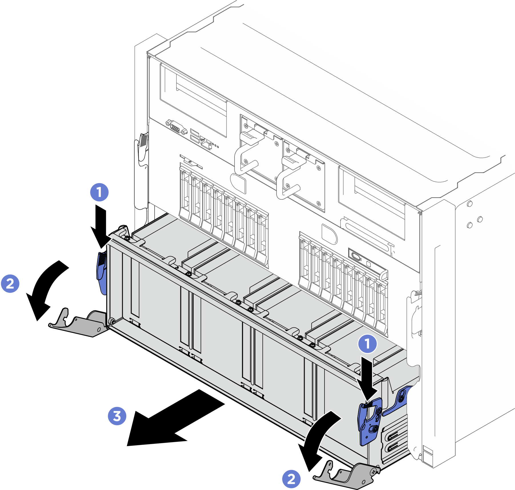 Pulling the PCIe switch shuttle to the first stop position
