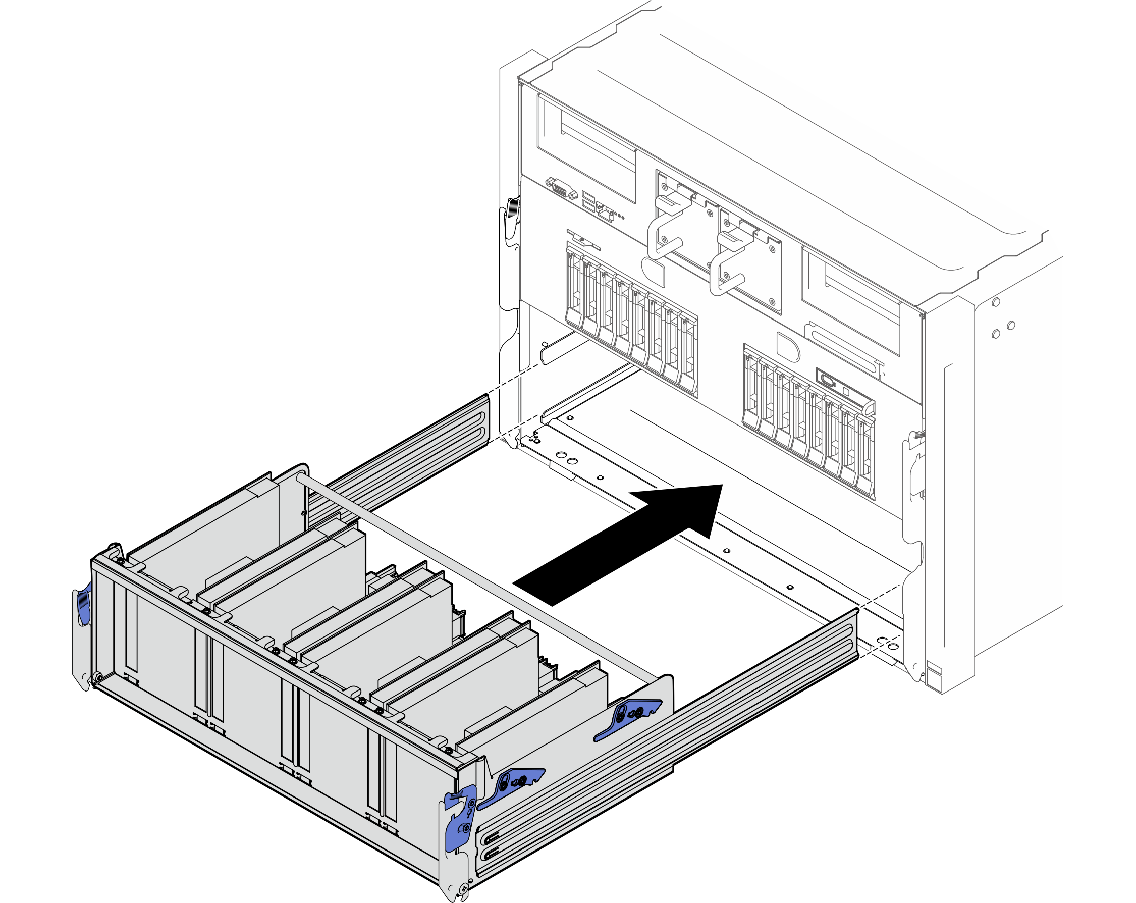 Sliding the PCIe switch shuttle to the second stop position