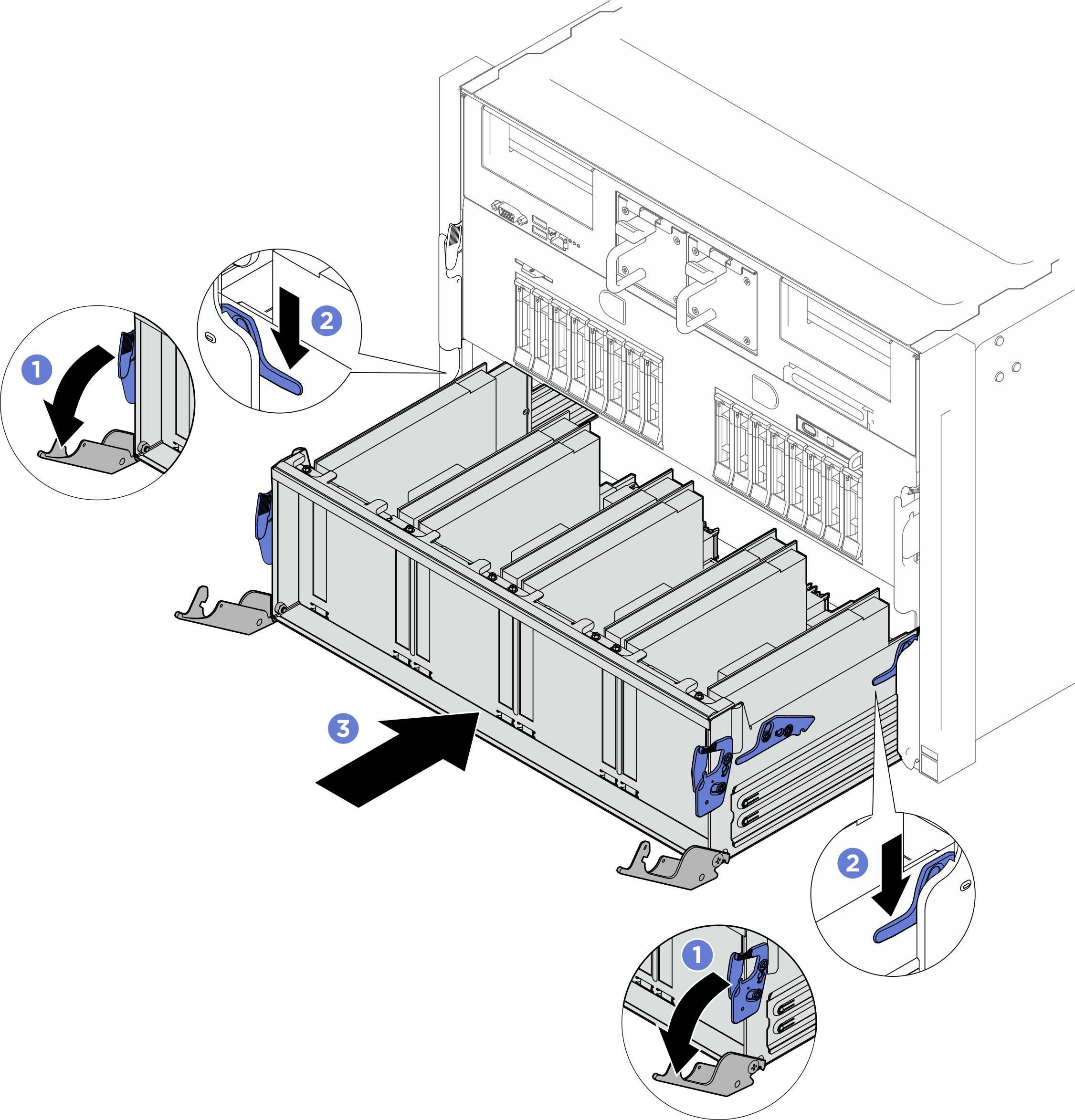 Sliding the PCIe switch shuttle to the first stop position