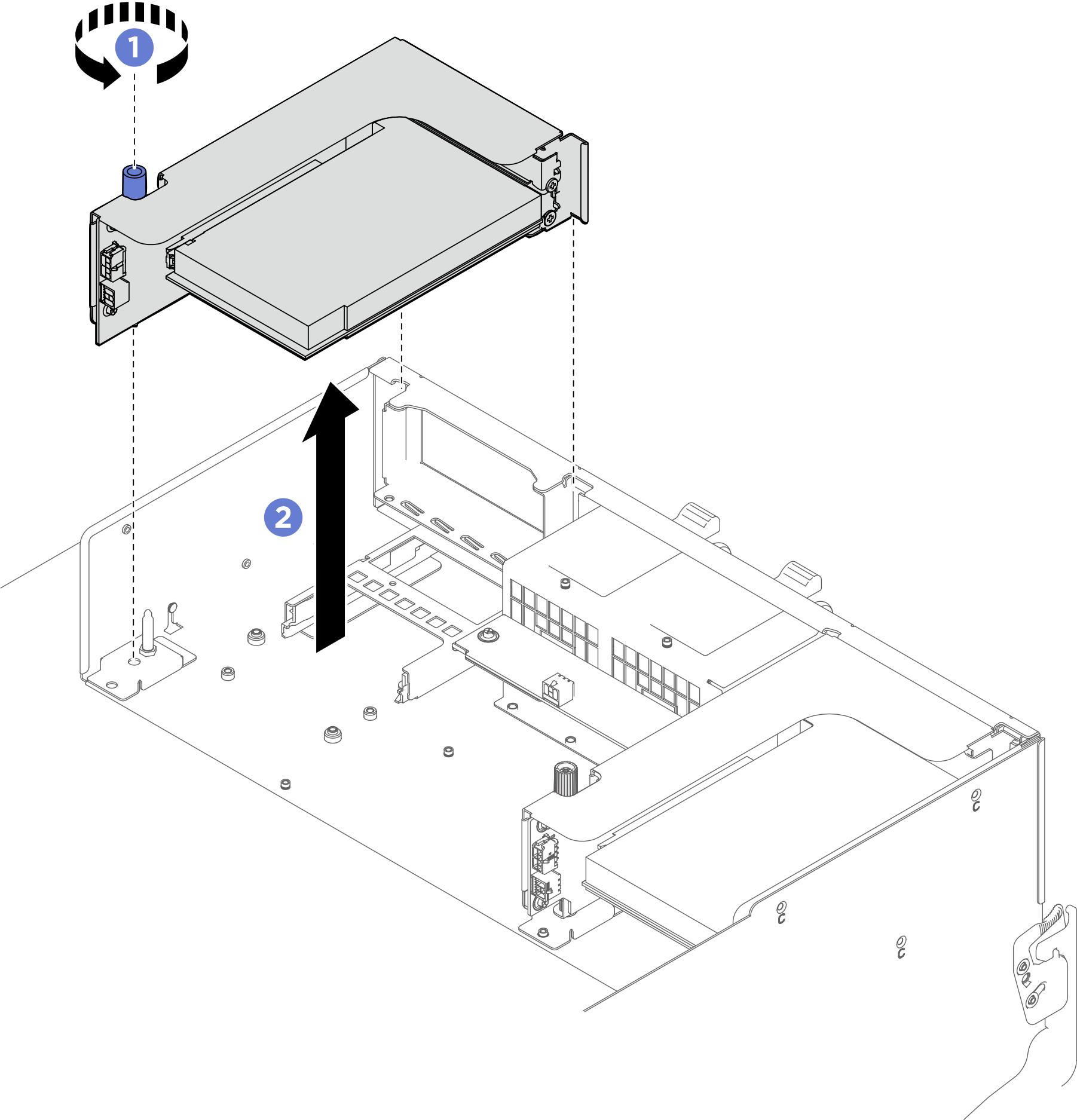 PCIe riser assembly removal