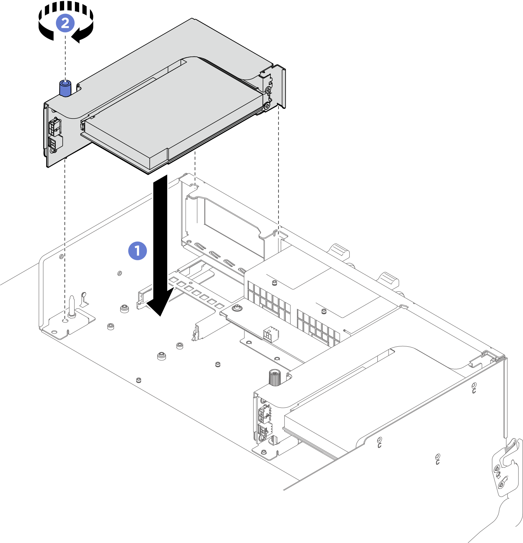 PCIe riser assembly installation