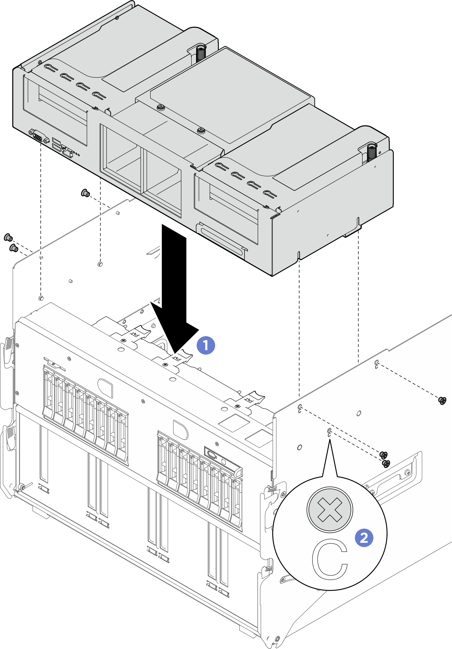 FIO/PCI cage installation