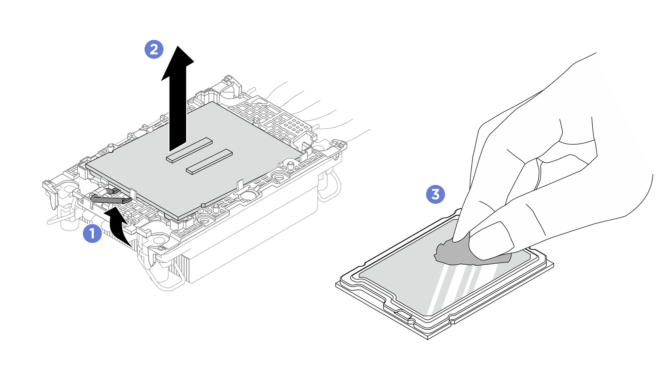 Separating a processor from the heat sink and carrier
