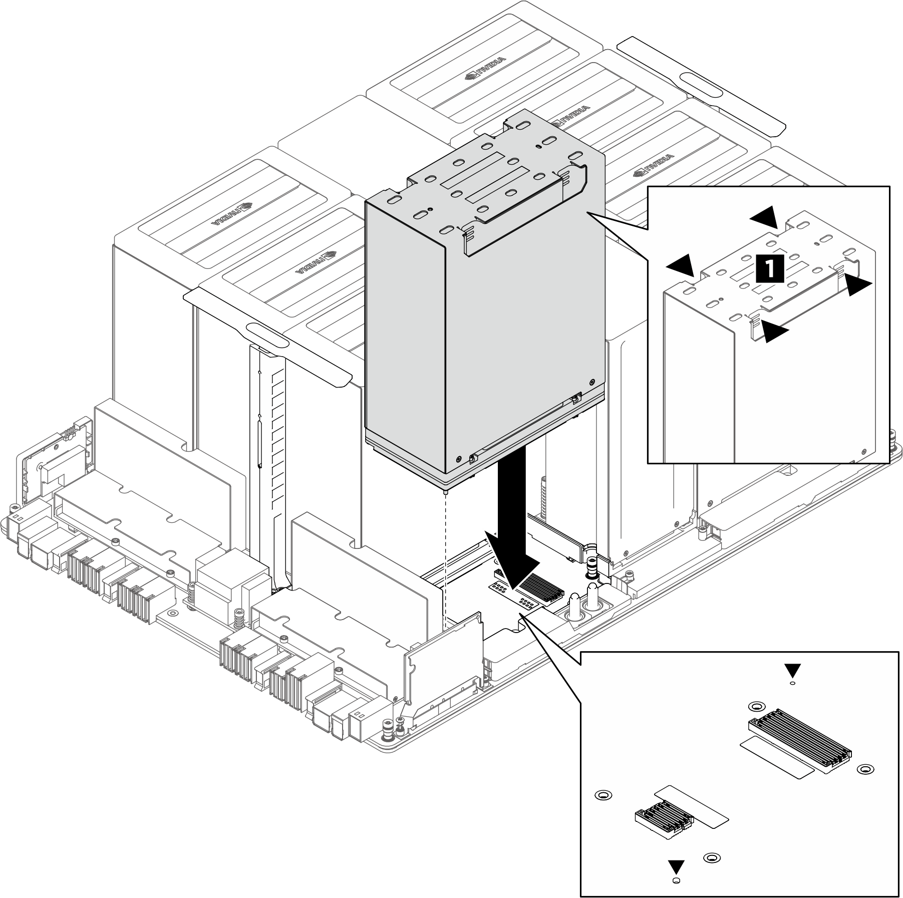 GPU and heat sink module installation