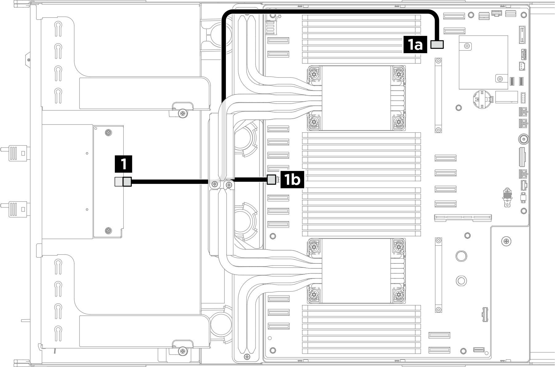 Front fan control board cable routing