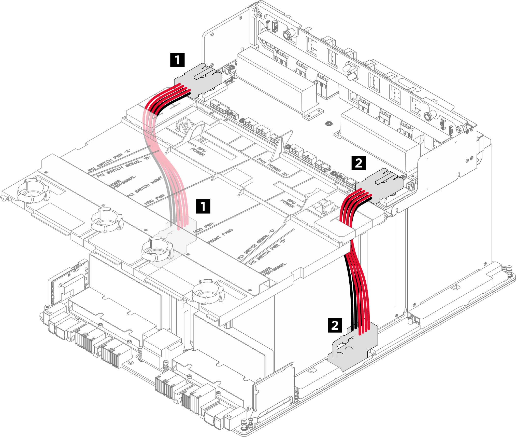 GPU baseboard cable routing