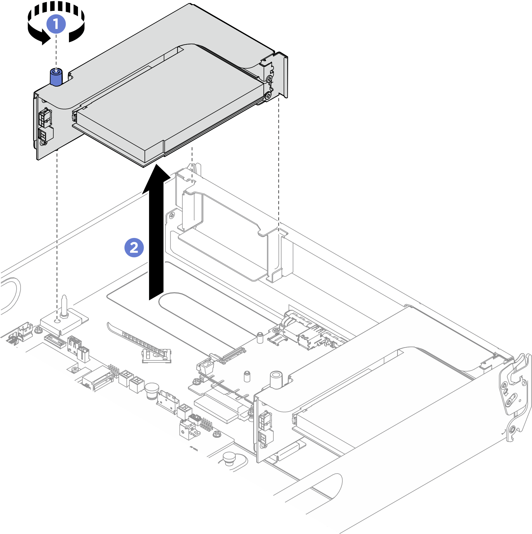 PCIe riser assembly removal