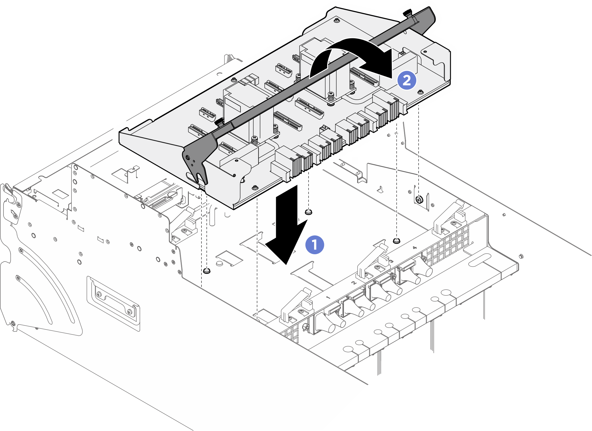 PCIe switch tray installation