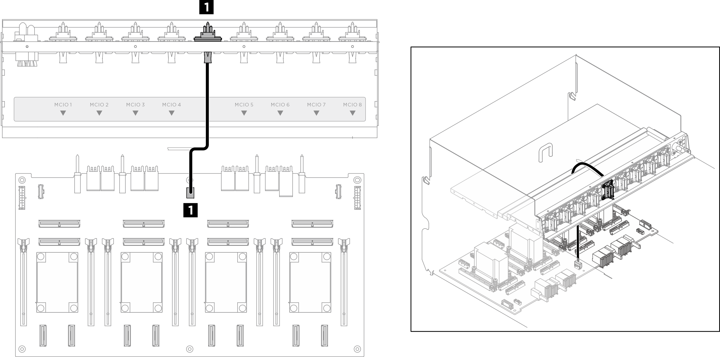 Tableau de commutation PCIe cable routing (GPU management cable)