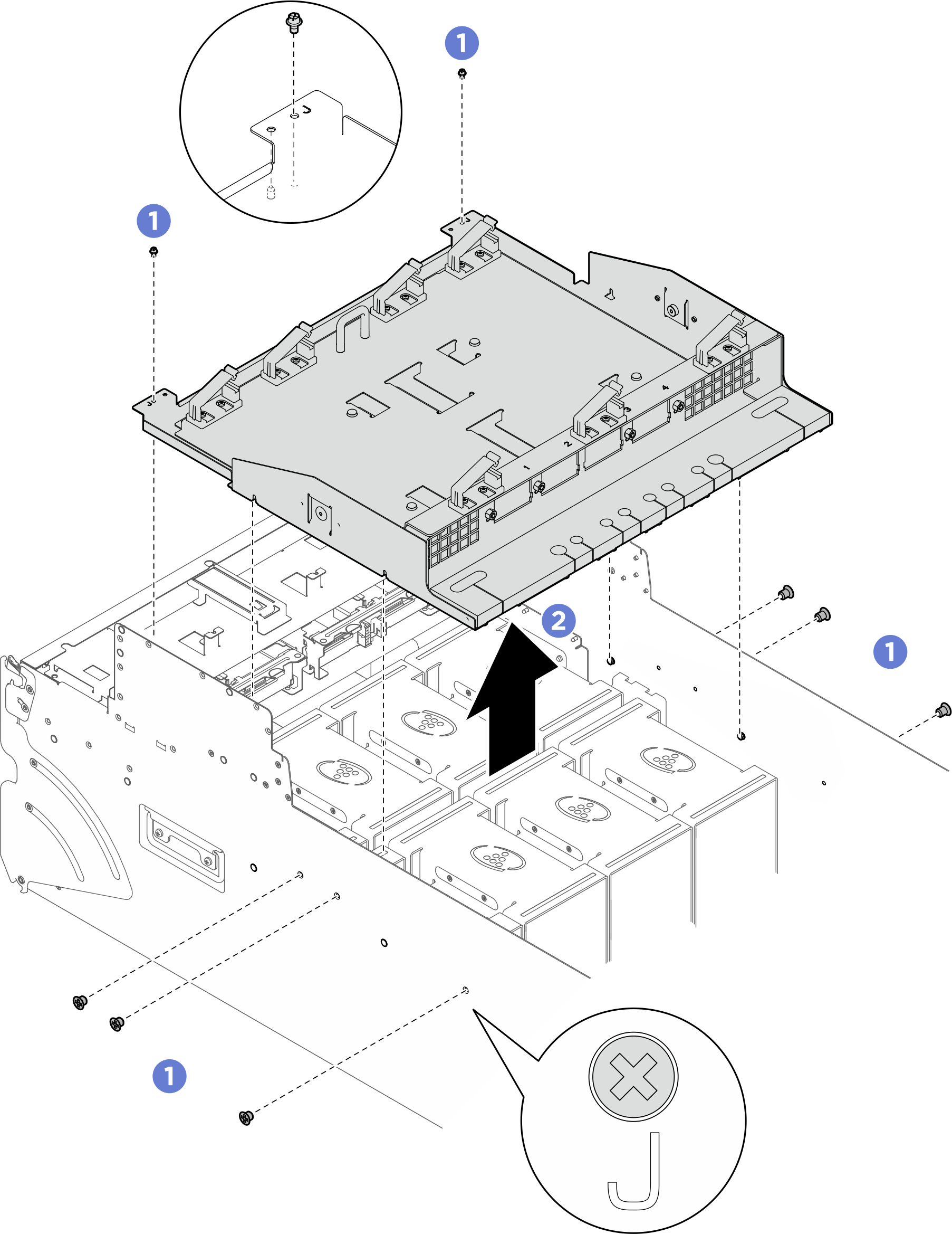 Cable holder frame and baffle assembly removal