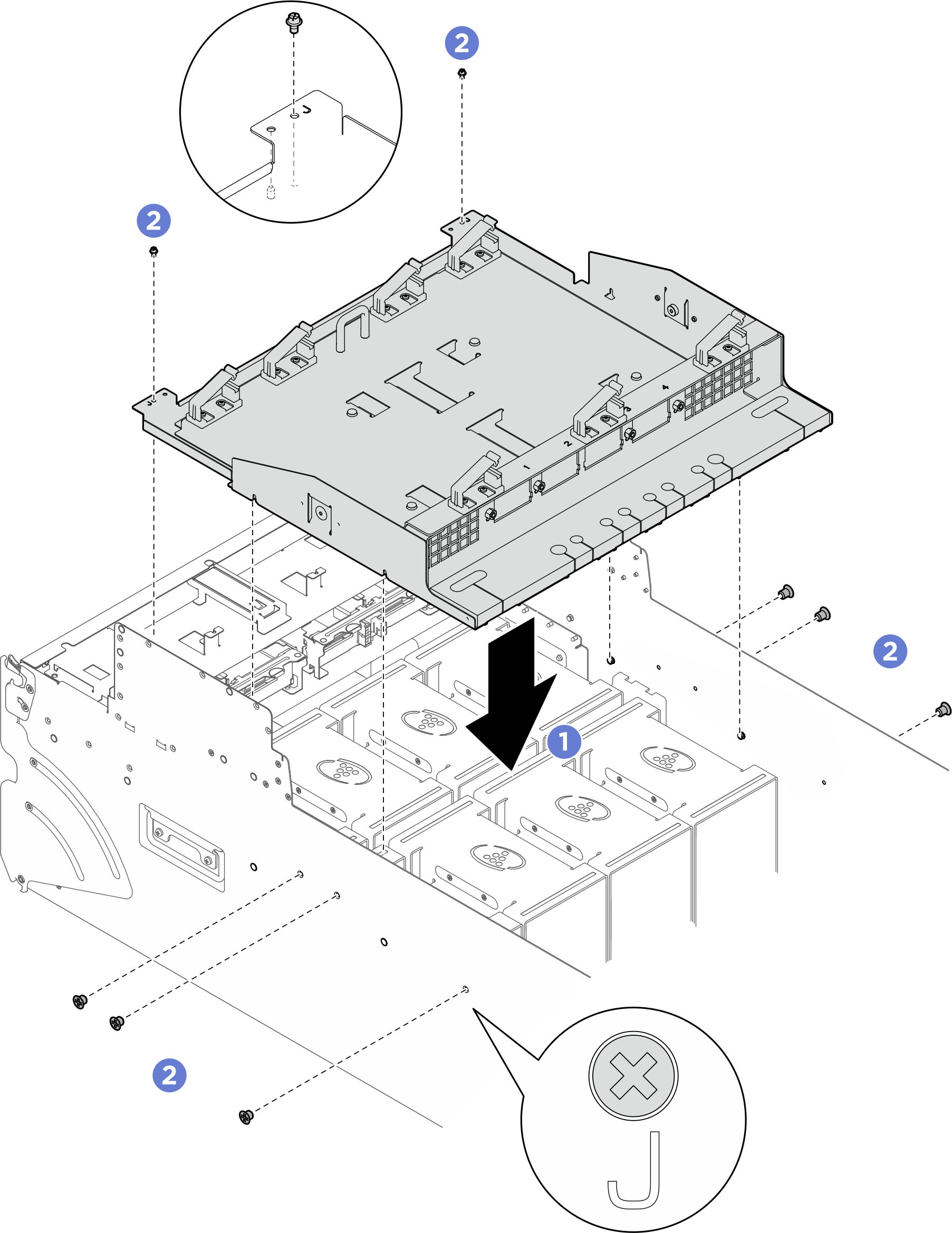 Cable holder frame and baffle assembly installation