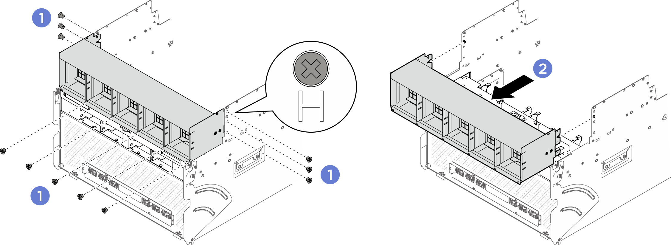 Front fan cage removal
