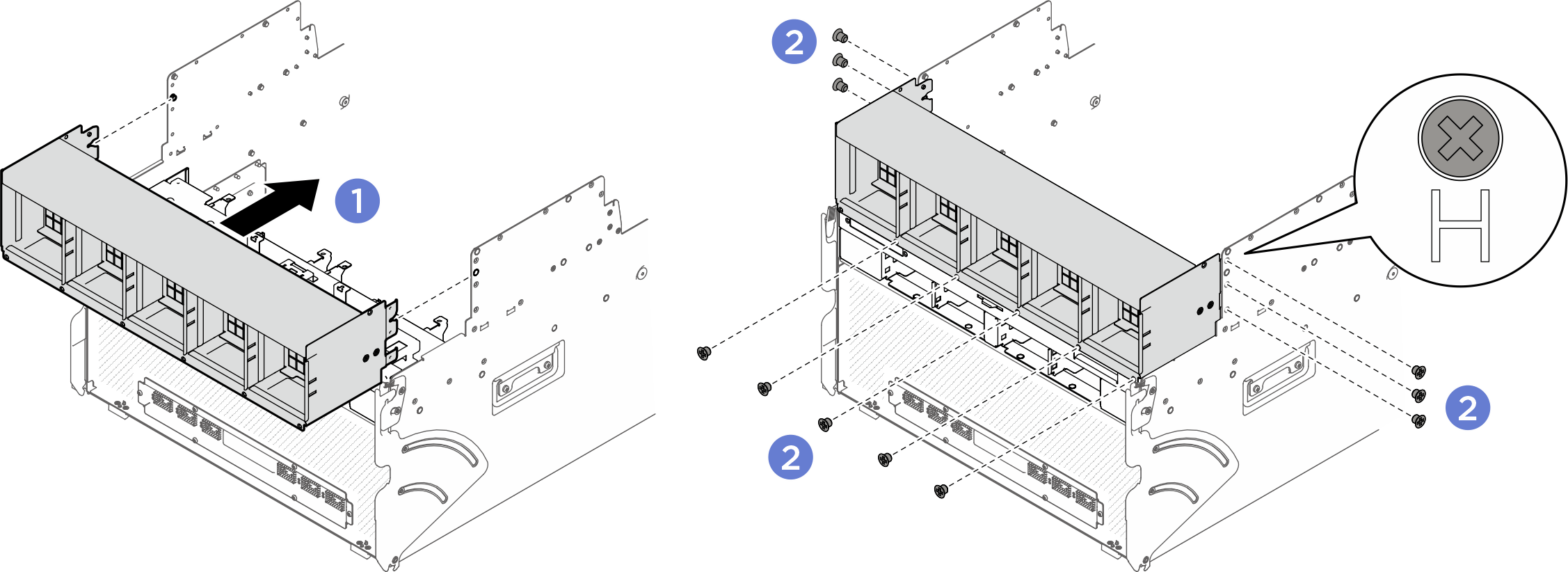 Front fan cage installation