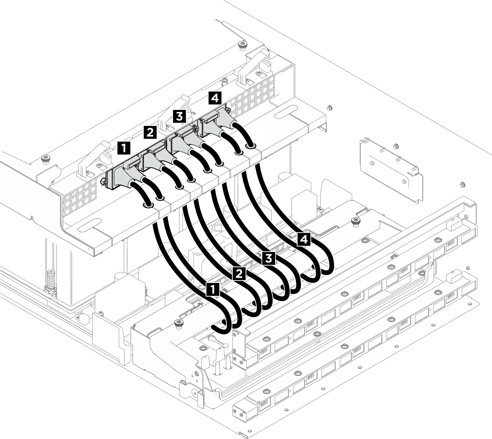 PCIe switch board cable routing (signal cables)