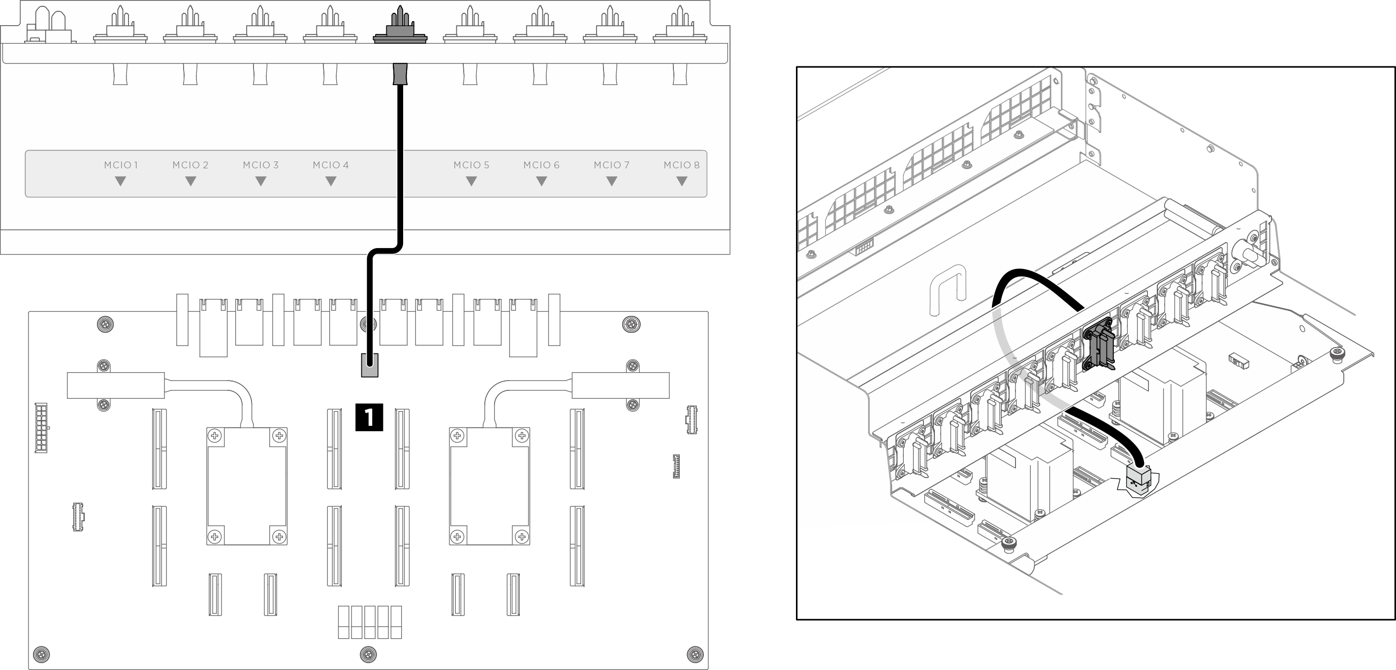 PCIe switch board cable routing (GPU management cable)