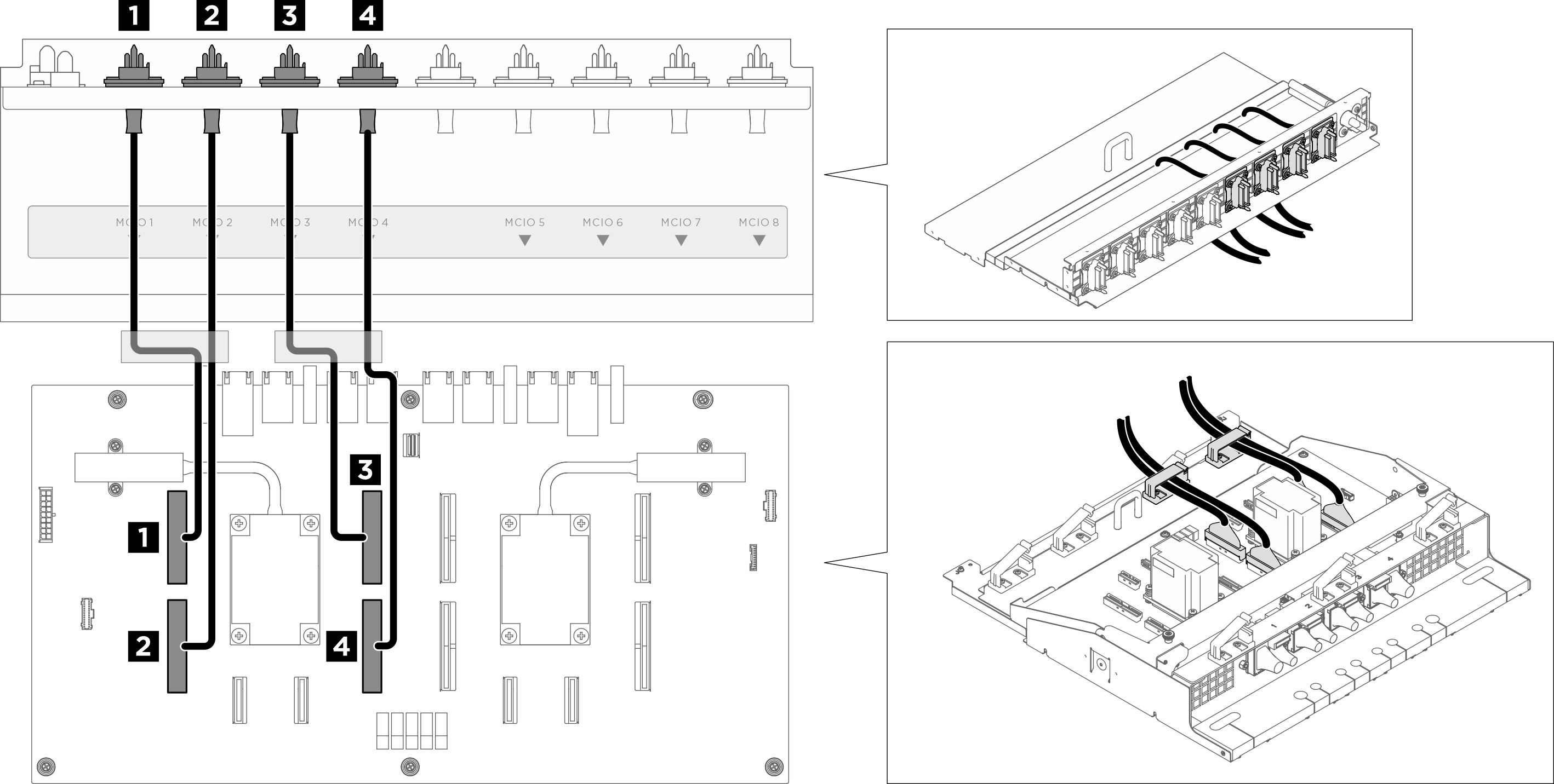 PCIe switch board cable routing (signal cables)