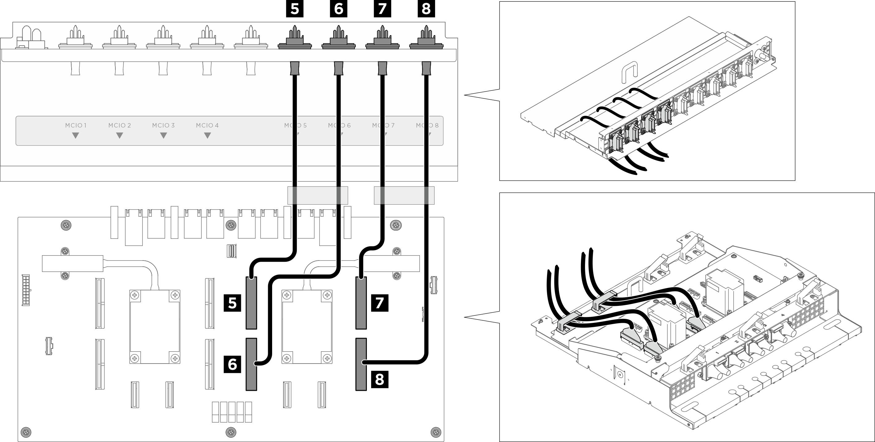 PCIe switch board cable routing (signal cables)