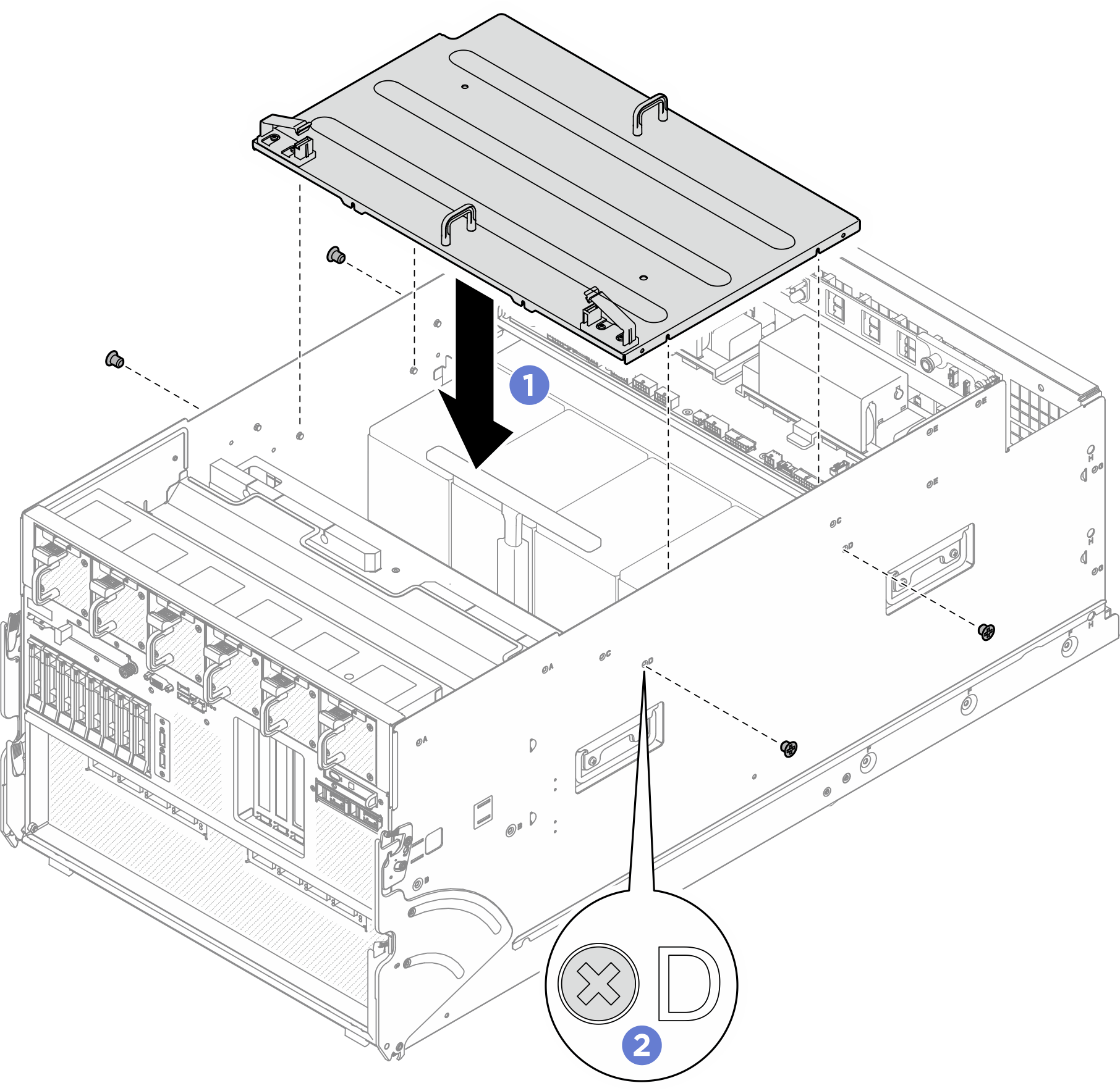 Cable holder frame and baffle assembly installation
