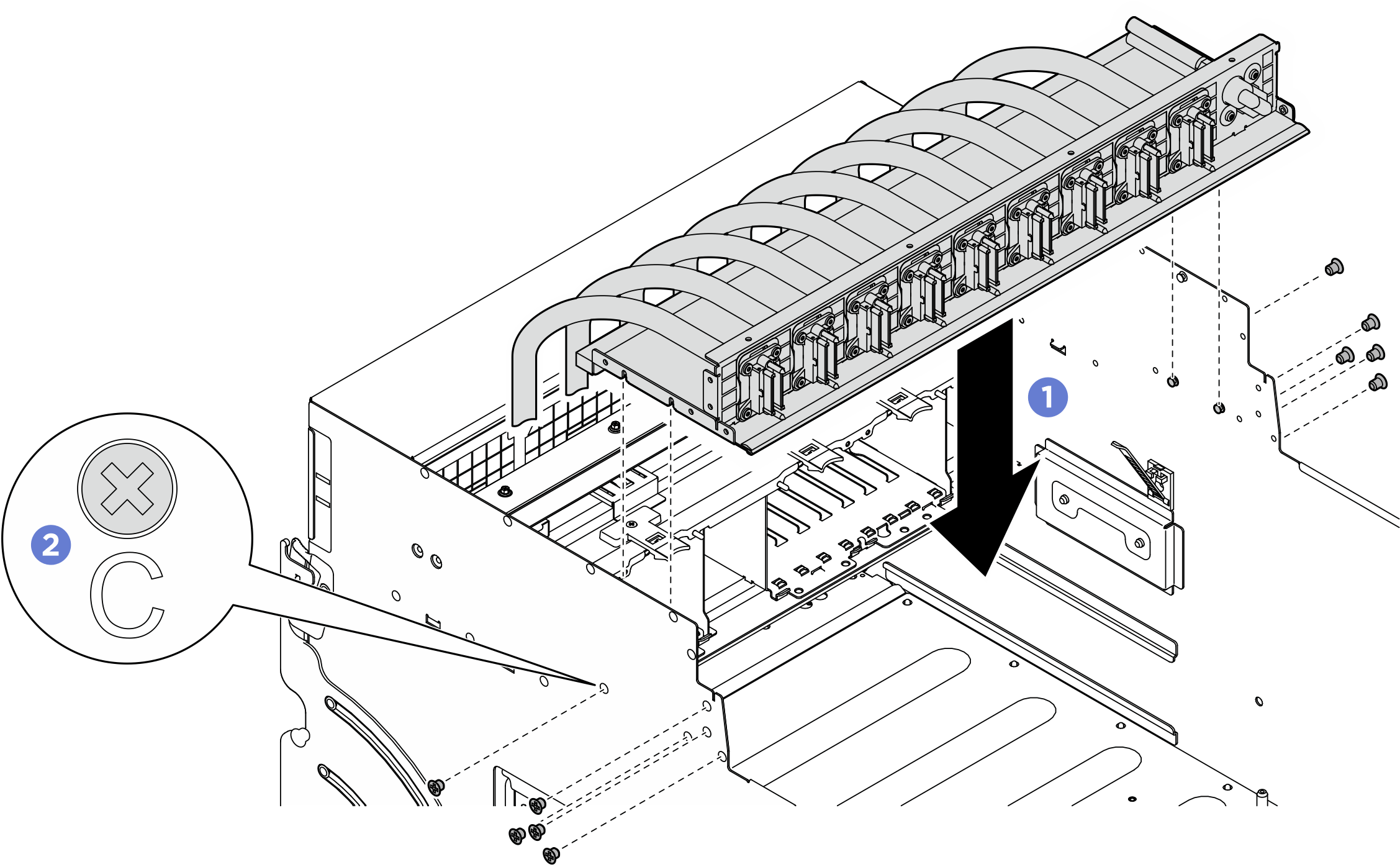 Vorderer PCIe-Switch-Kabelbaum installation