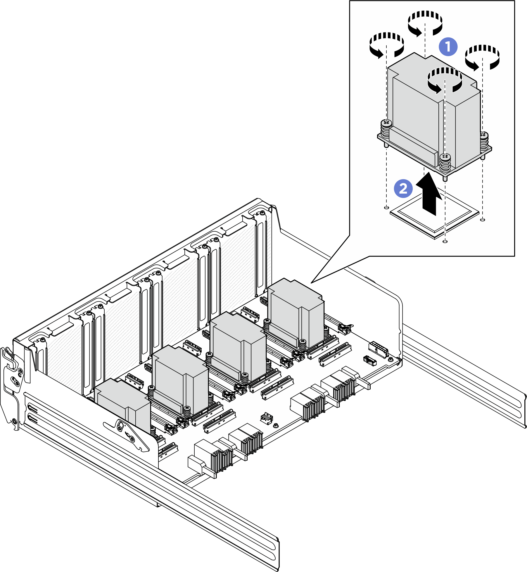 Disipador de calor de la placa del conmutador PCIe removal