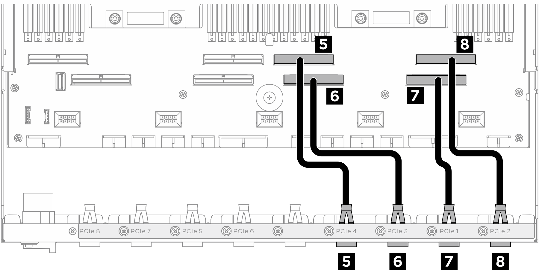 Placa del conmutador PCIe cable routing (signal cables)