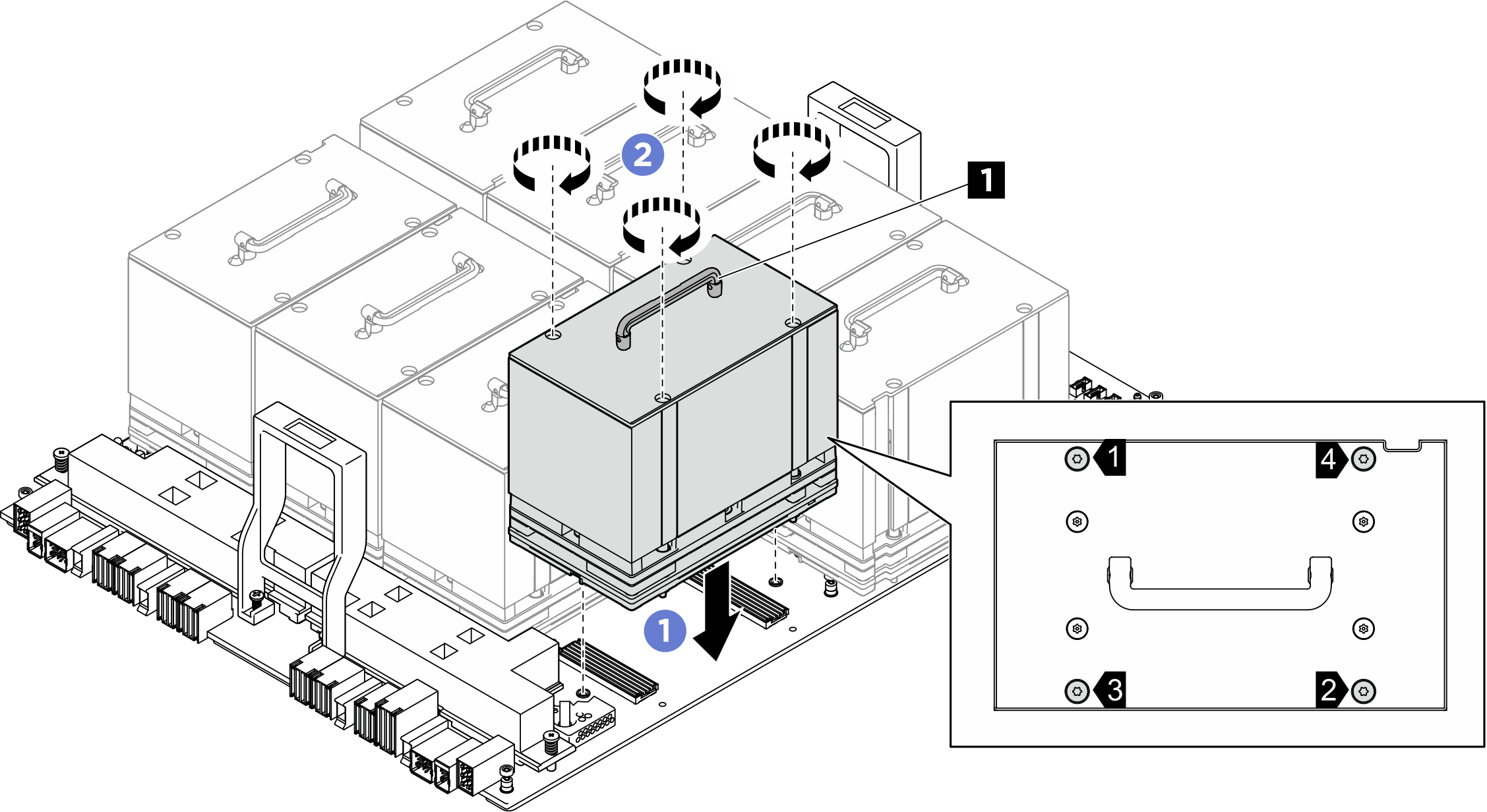 modulo del dissipatore di calore e GPU installation