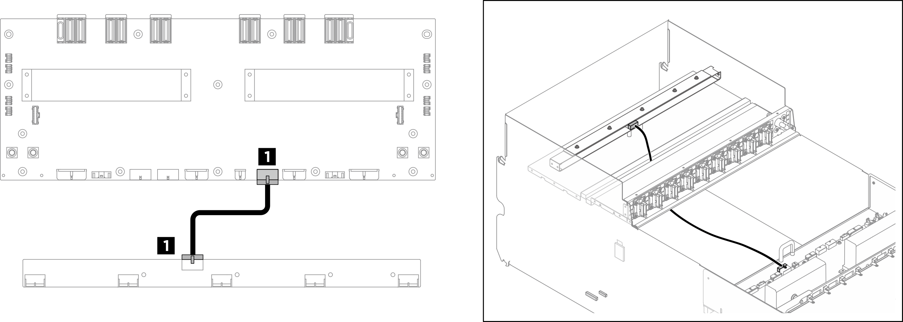 Front fan control board cable routing