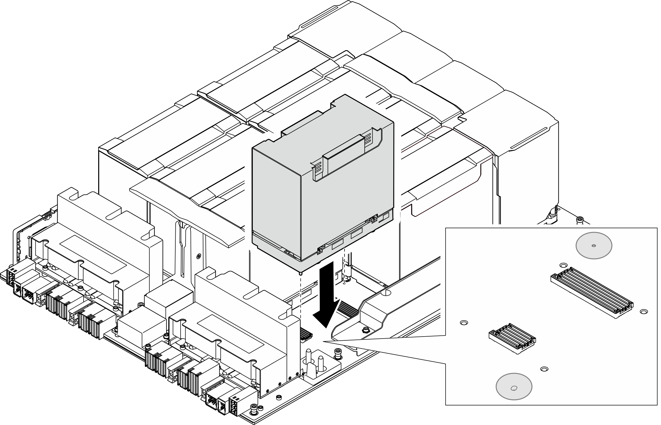 Módulo de GPU e dissipador de calor installation