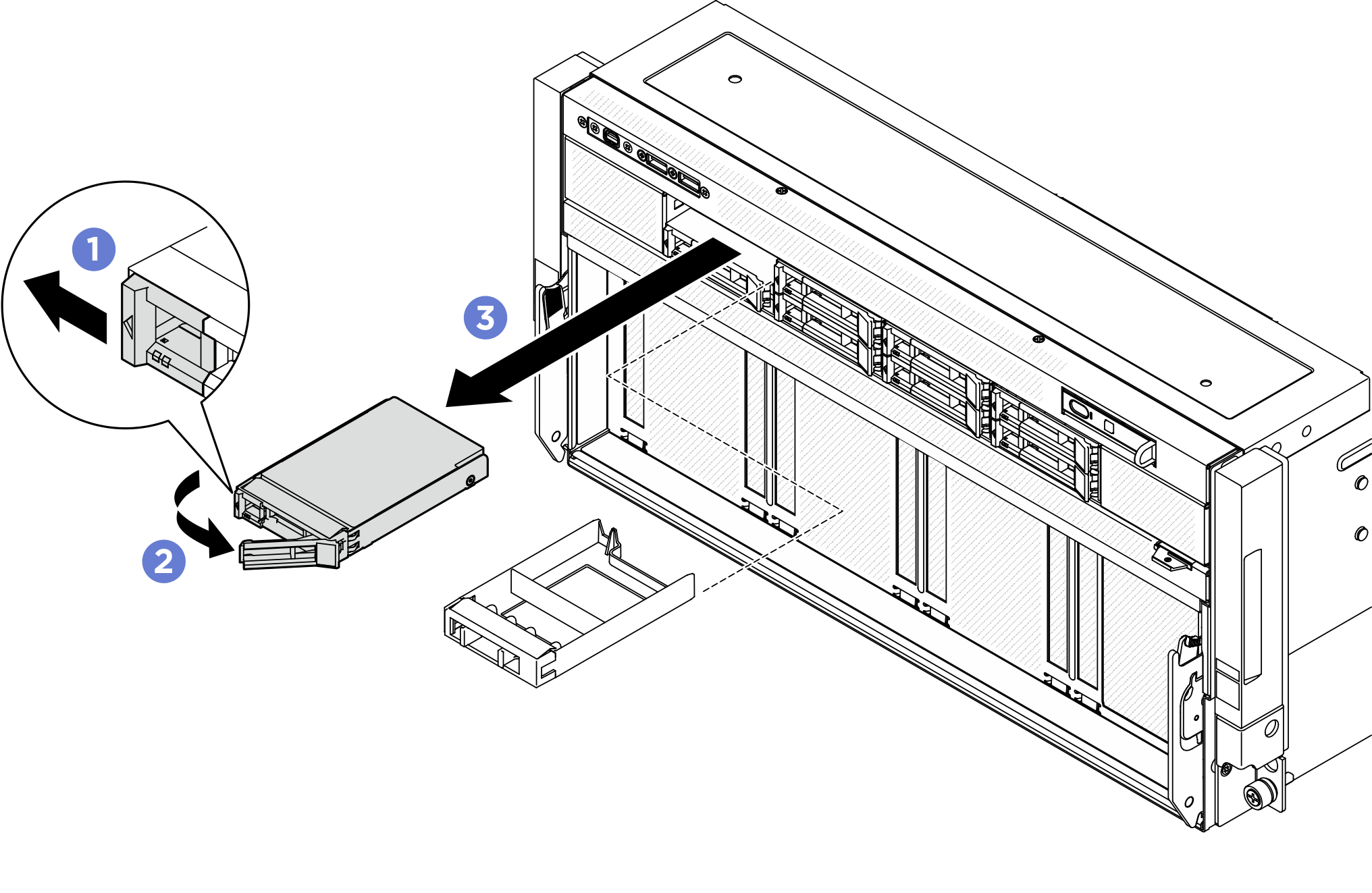 Front 2.5-inch hot-swap drive removal