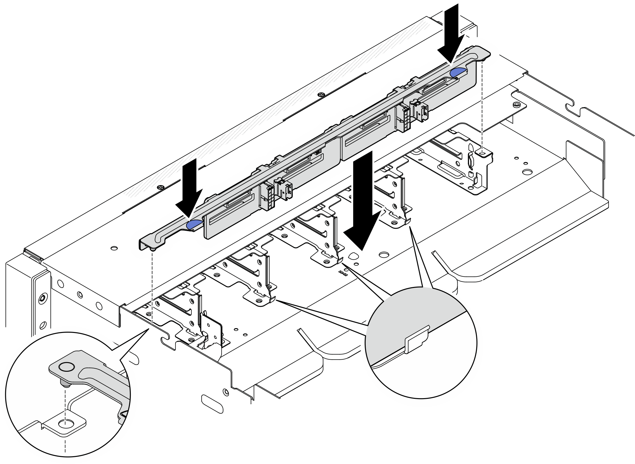 Front 2.5-inch drive backplane bracket installation