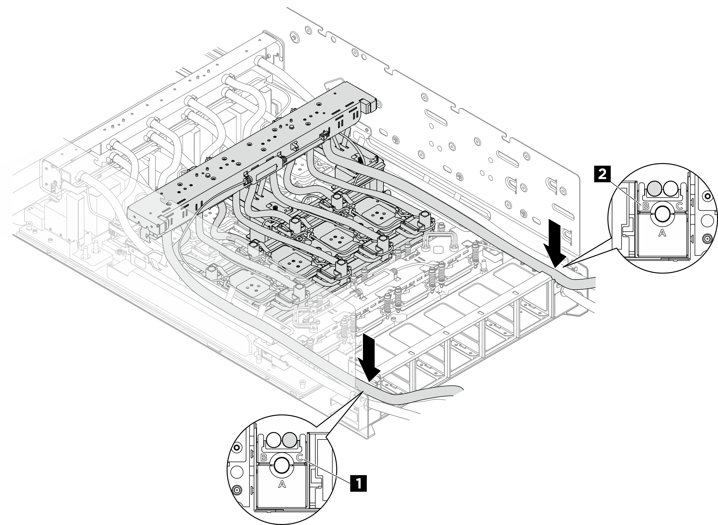 Placing the hoses on hose holders