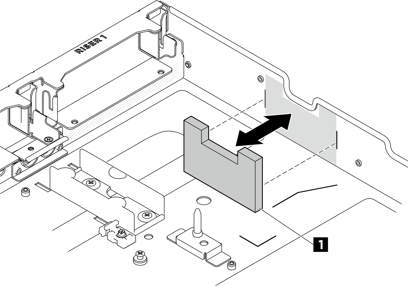 Installing riser slot 1 DPU air baffle to the chassis